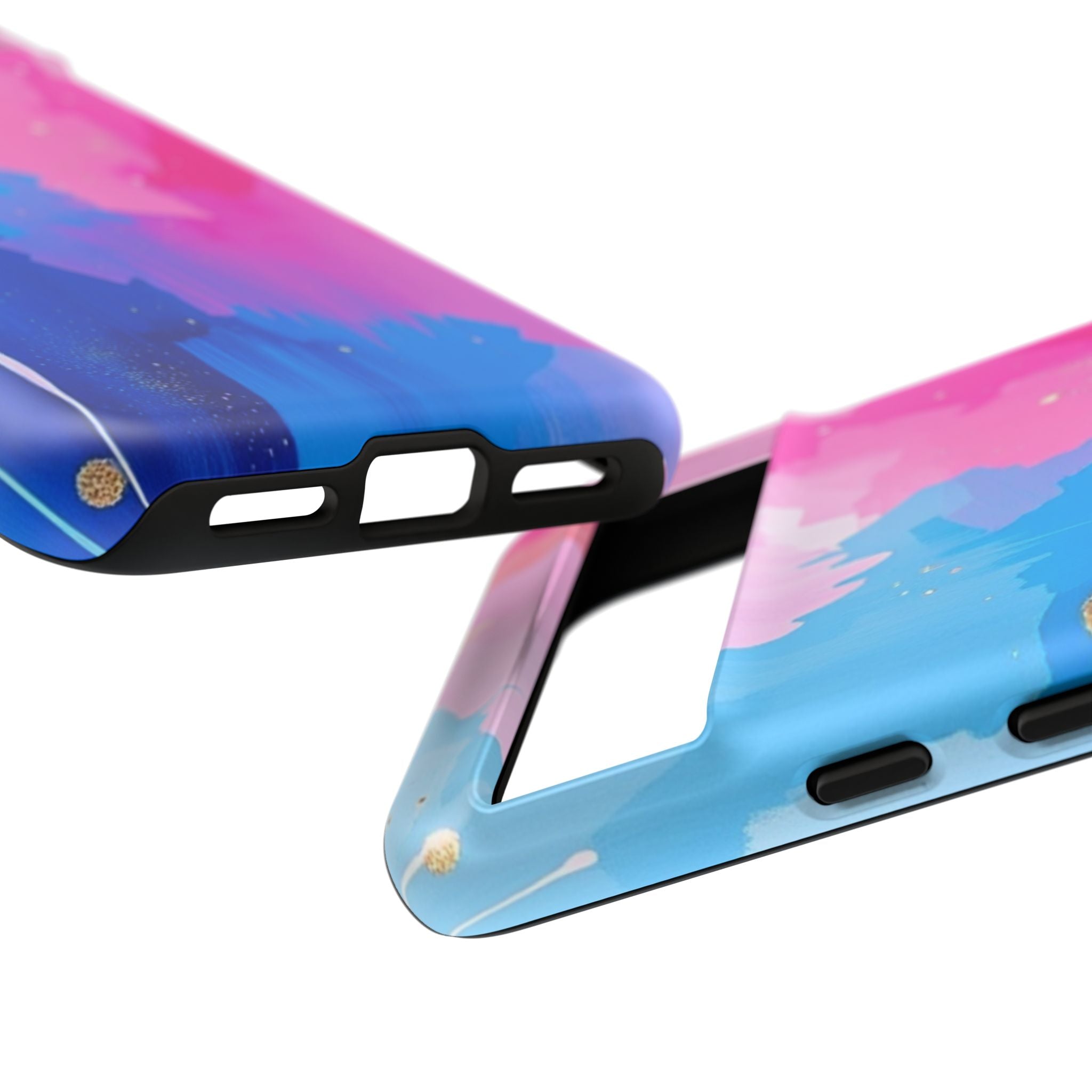 Android OR iPhone Compatible Cases - Pink and Blue Color Splash Design