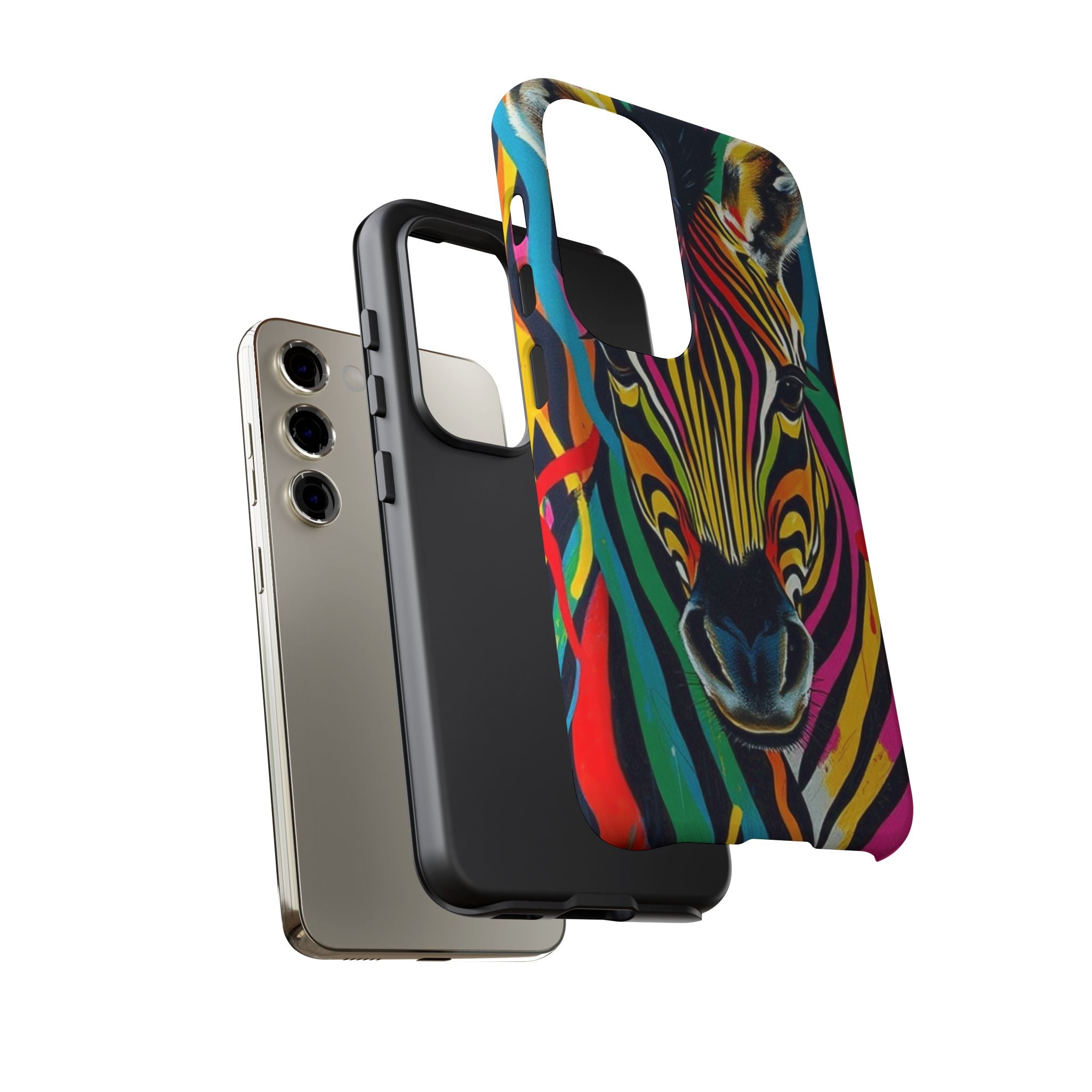 Android OR iPhone Compatible Cases - Rainbow Zebra Design - Unique Tough Cases