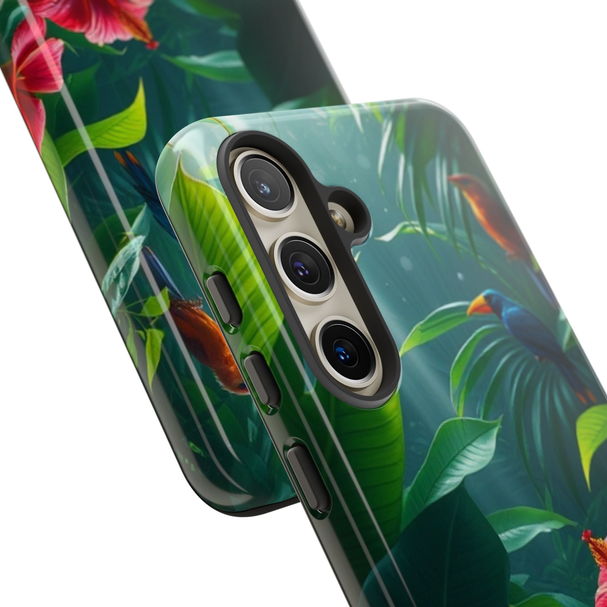 Android OR iPhone Compatible Cases - Tropical Flower & Bird Design - Unique Tough Cases