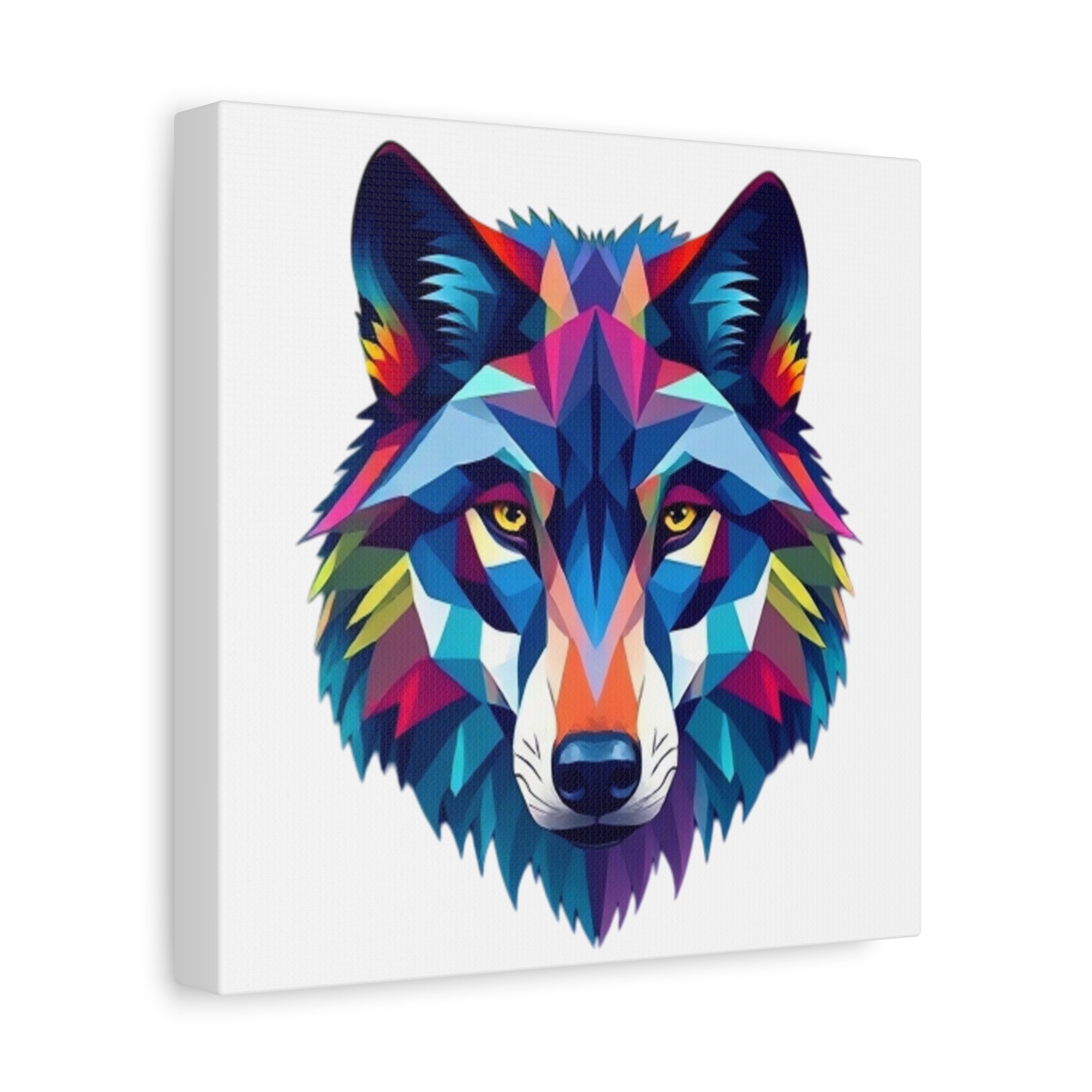 Colorful Wolf Art Canvas - Vibrant Stretched Wall Decor for Nature Lovers