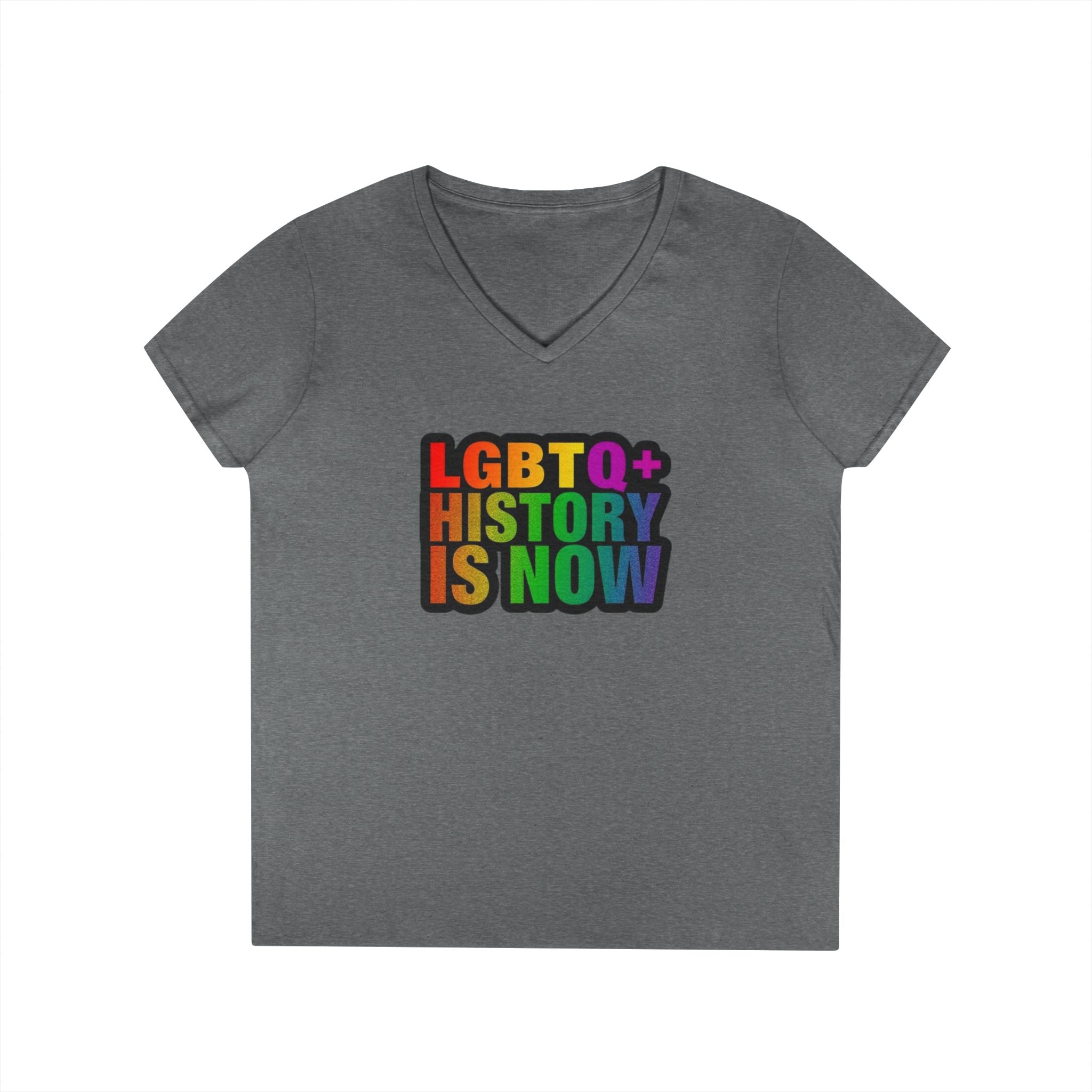 LGBTQ+ History V-Neck T-Shirt for Pride and Awareness