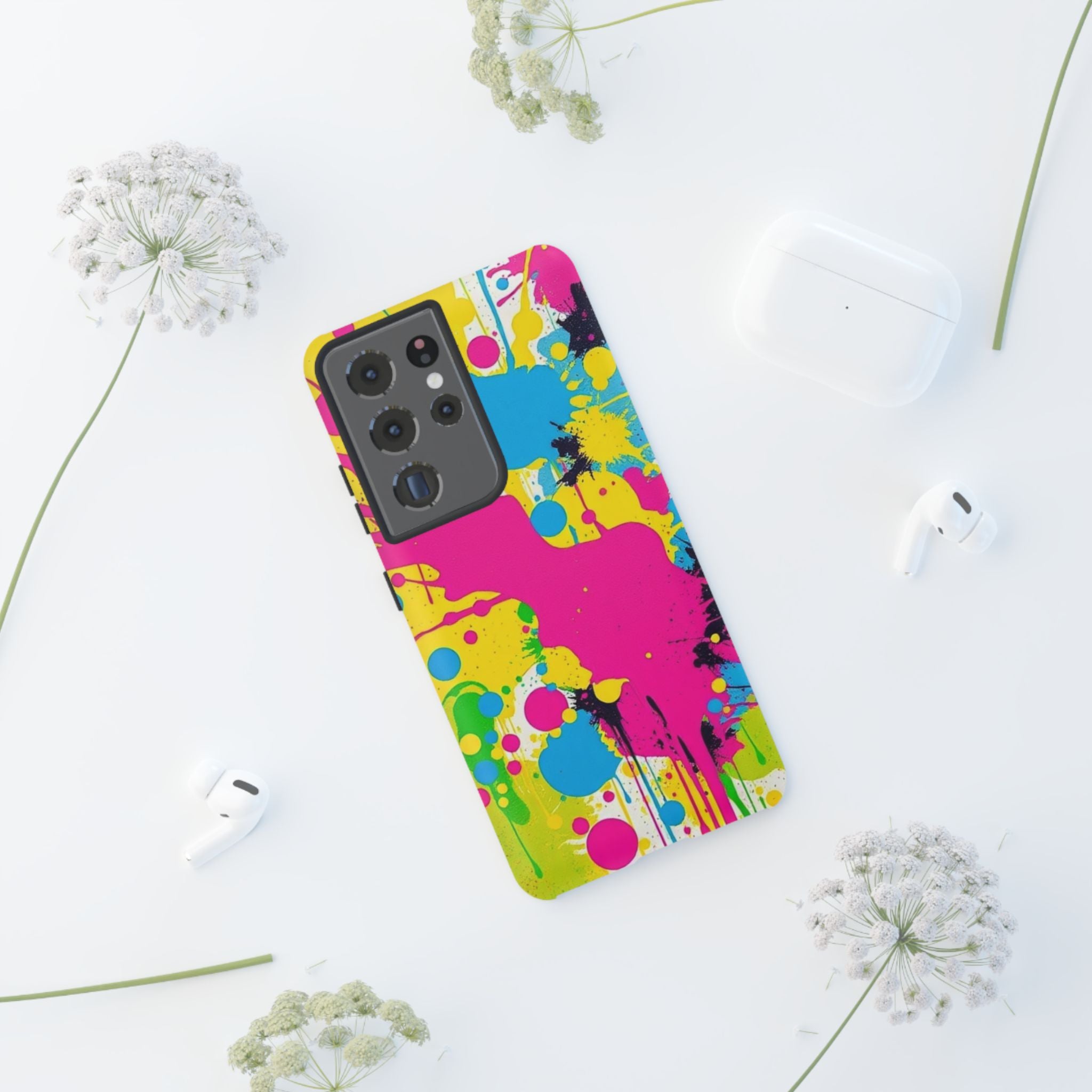 Android OR iPhone Compatible Cases - Crazy Retro Color Splash Design - Unique Tough Cases