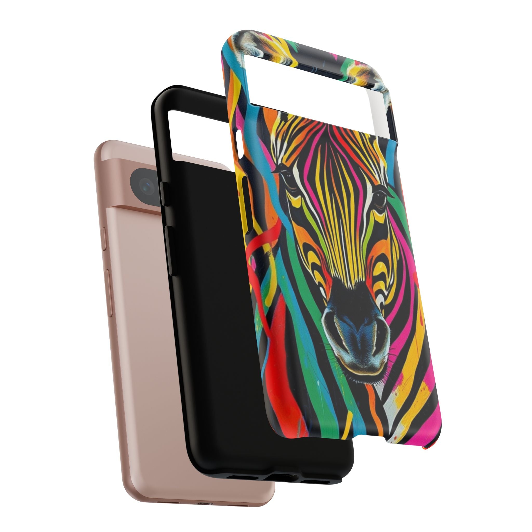 Android OR iPhone Compatible Cases - Rainbow Zebra Design - Unique Tough Cases