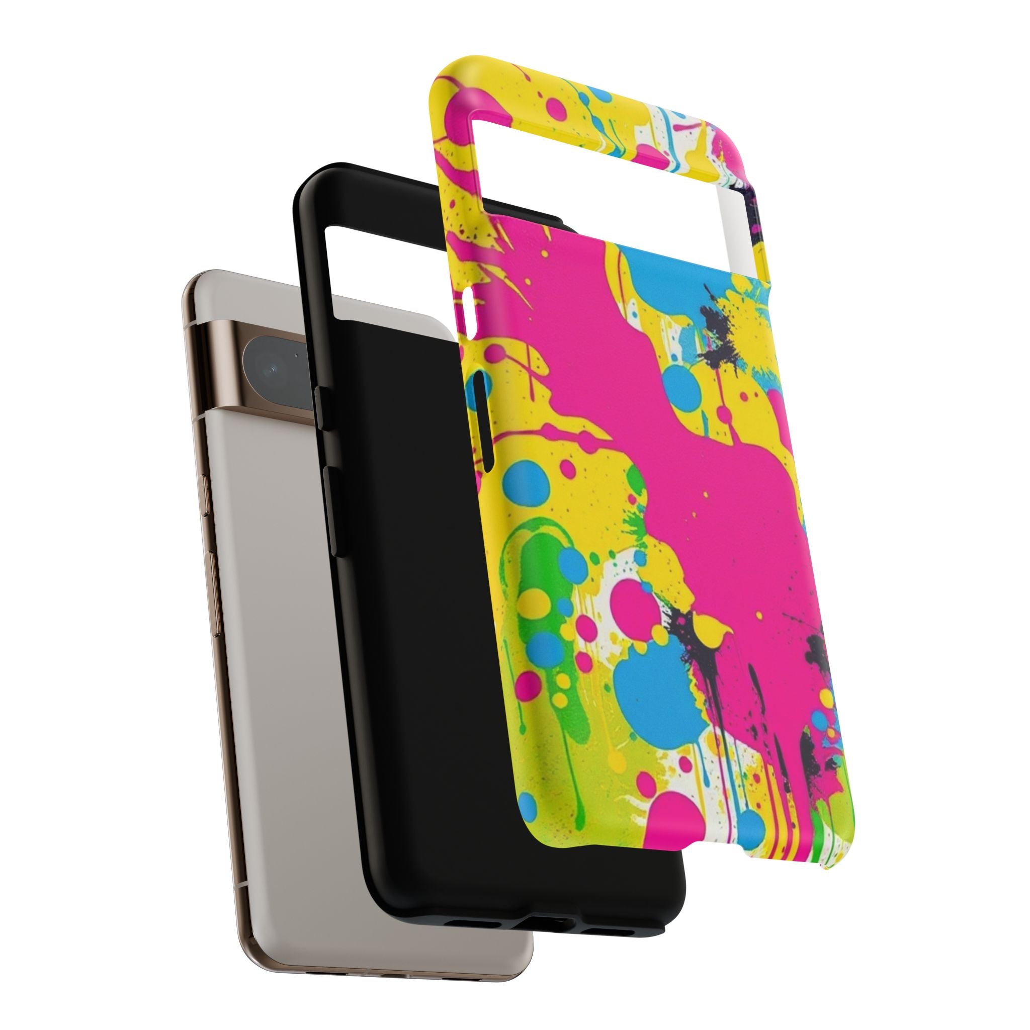 Android OR iPhone Compatible Cases - Crazy Retro Color Splash Design - Unique Tough Cases