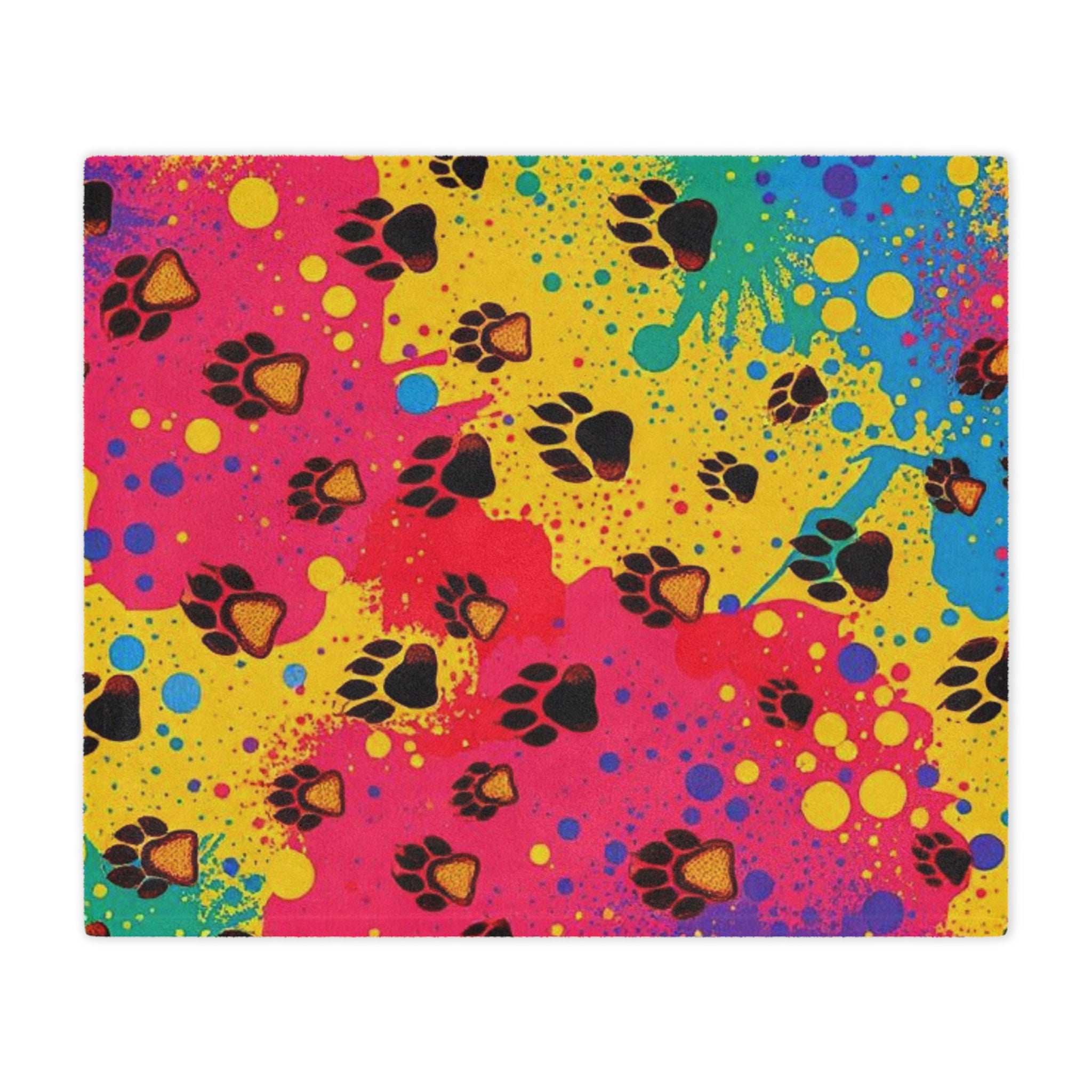 Colorful Puppy Paws - Microfiber Blanket - EqualiTees.Me
