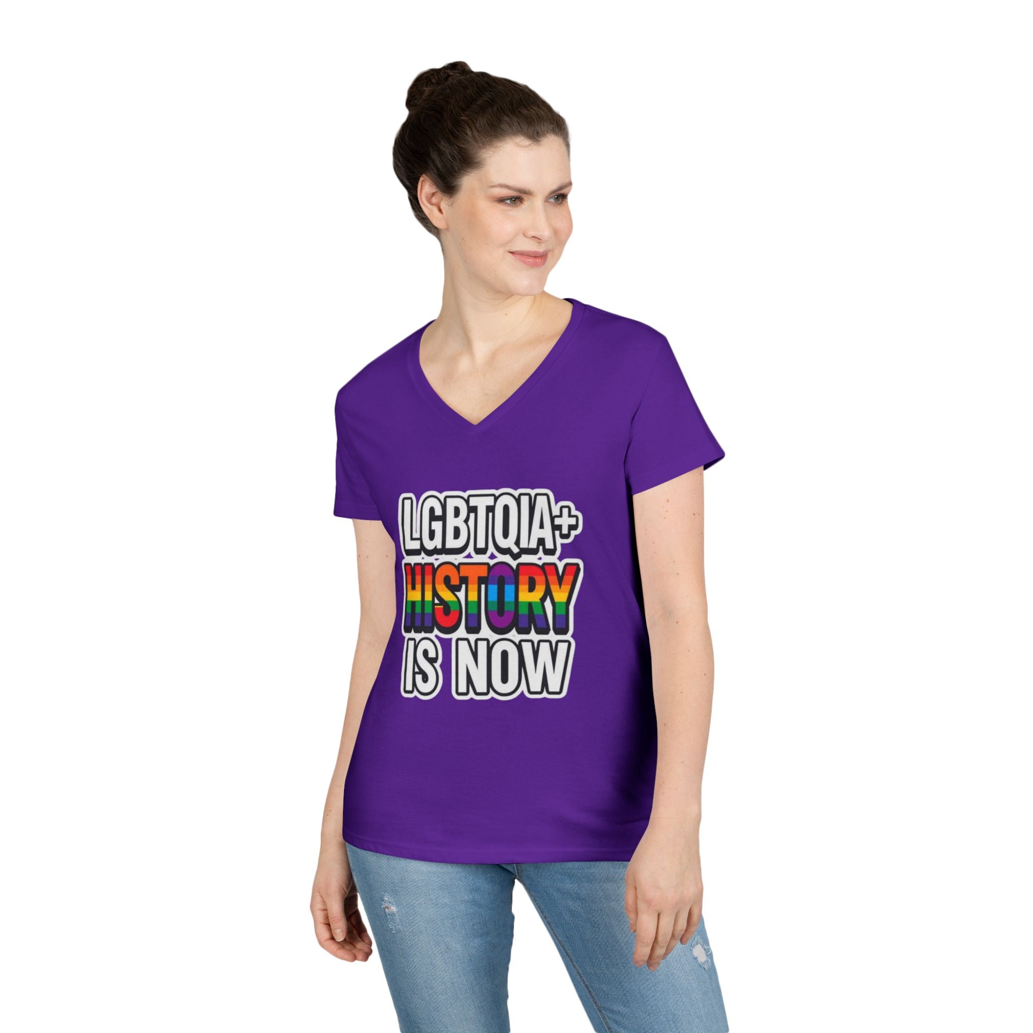 LGBTQIA+ History V-Neck T-Shirt for Pride and Activism