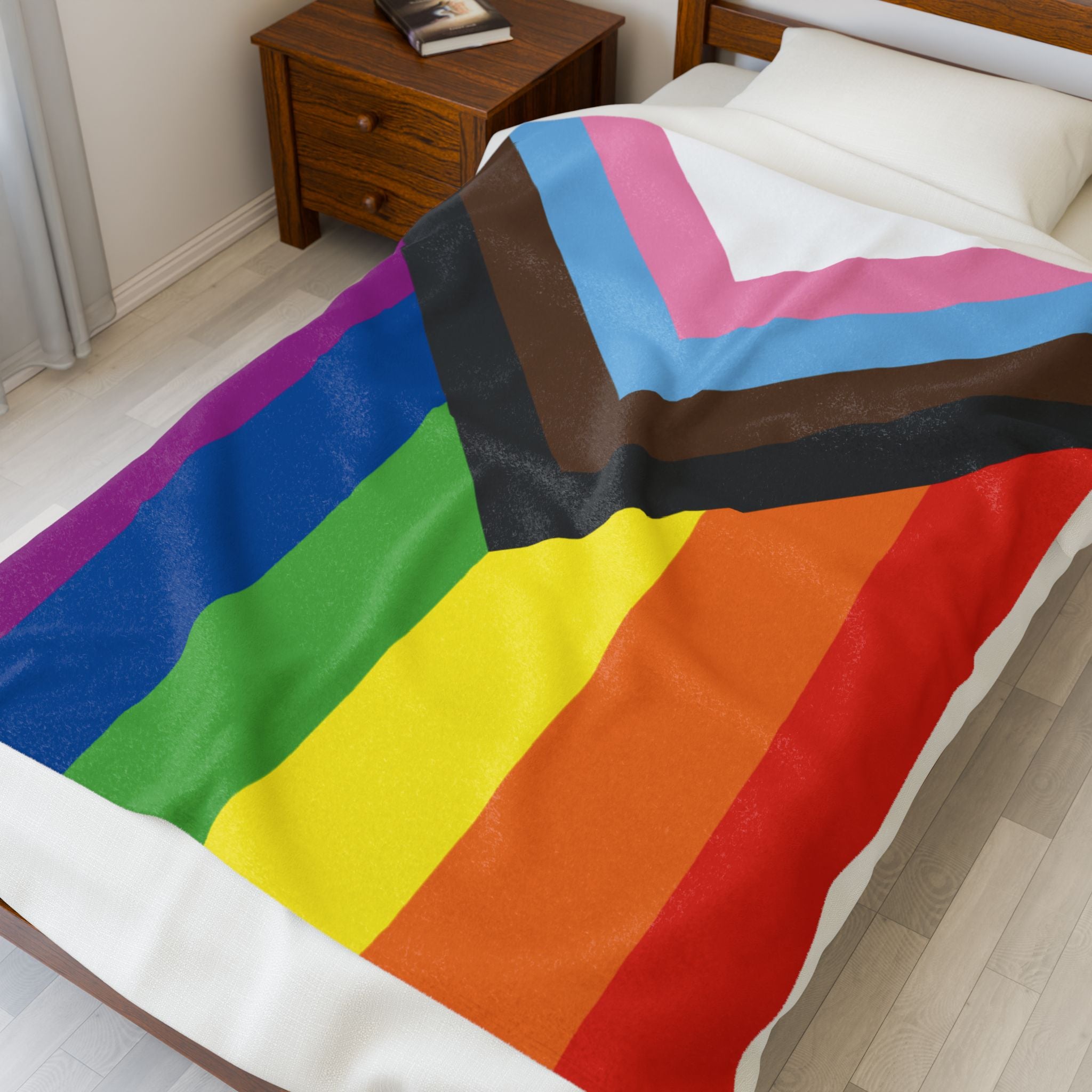 Pride Colors Velveteen Plush Blanket - Cozy & Vibrant LGBTQ+ Throw for Celebrations