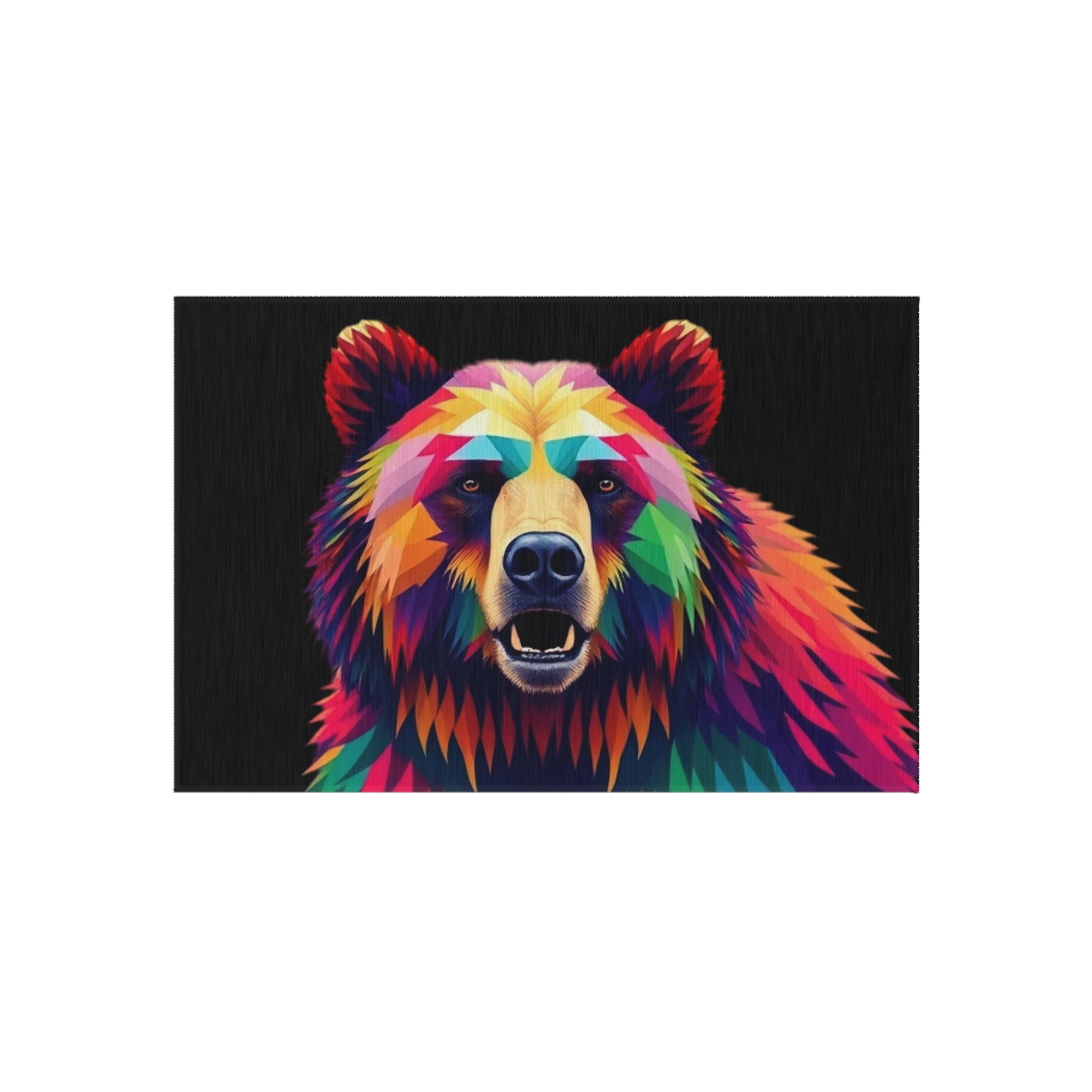 Colorful Fractal Bear Outdoor Rug - Colorful Decorative Mat for Patios & Gardens