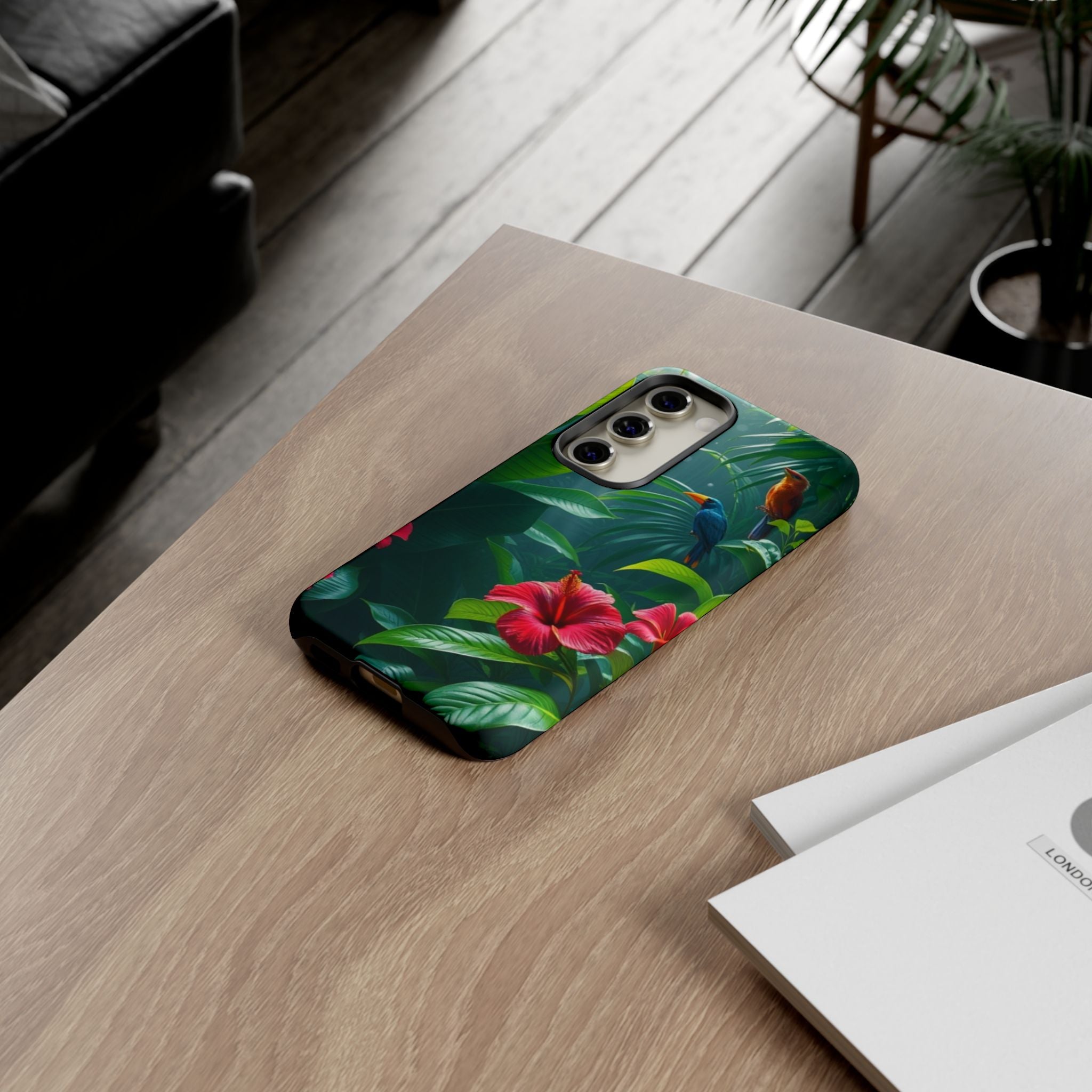 Android OR iPhone Compatible Cases - Tropical Flower & Bird Design - Unique Tough Cases