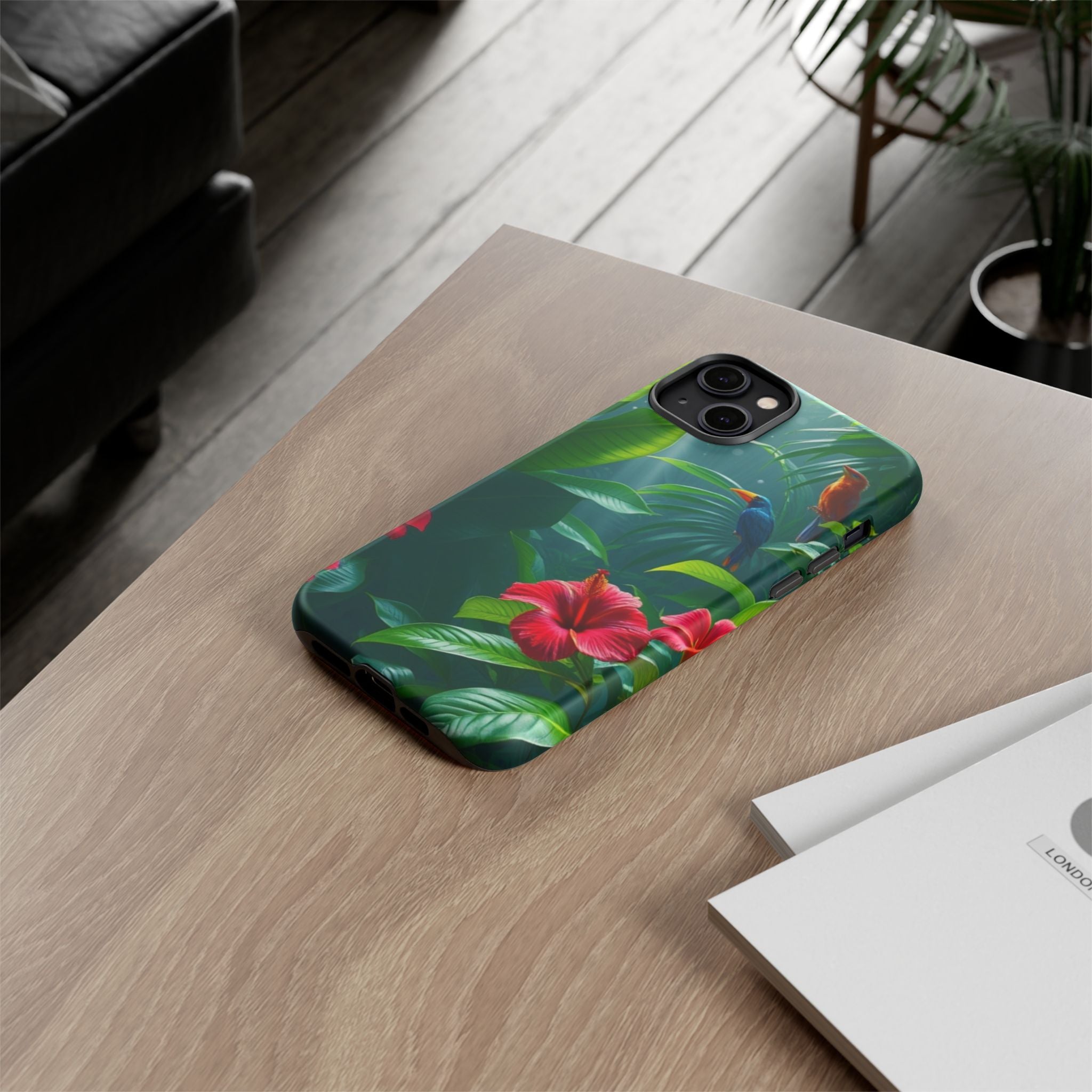 Android OR iPhone Compatible Cases - Tropical Flower & Bird Design - Unique Tough Cases