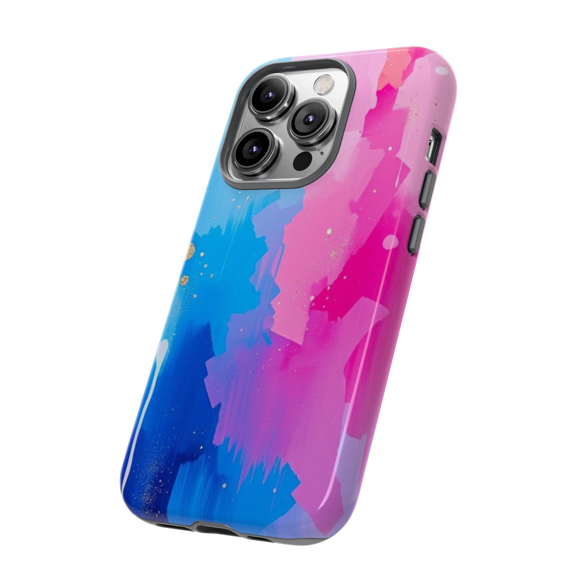 Android OR iPhone Compatible Cases - Pink and Blue Color Splash Design
