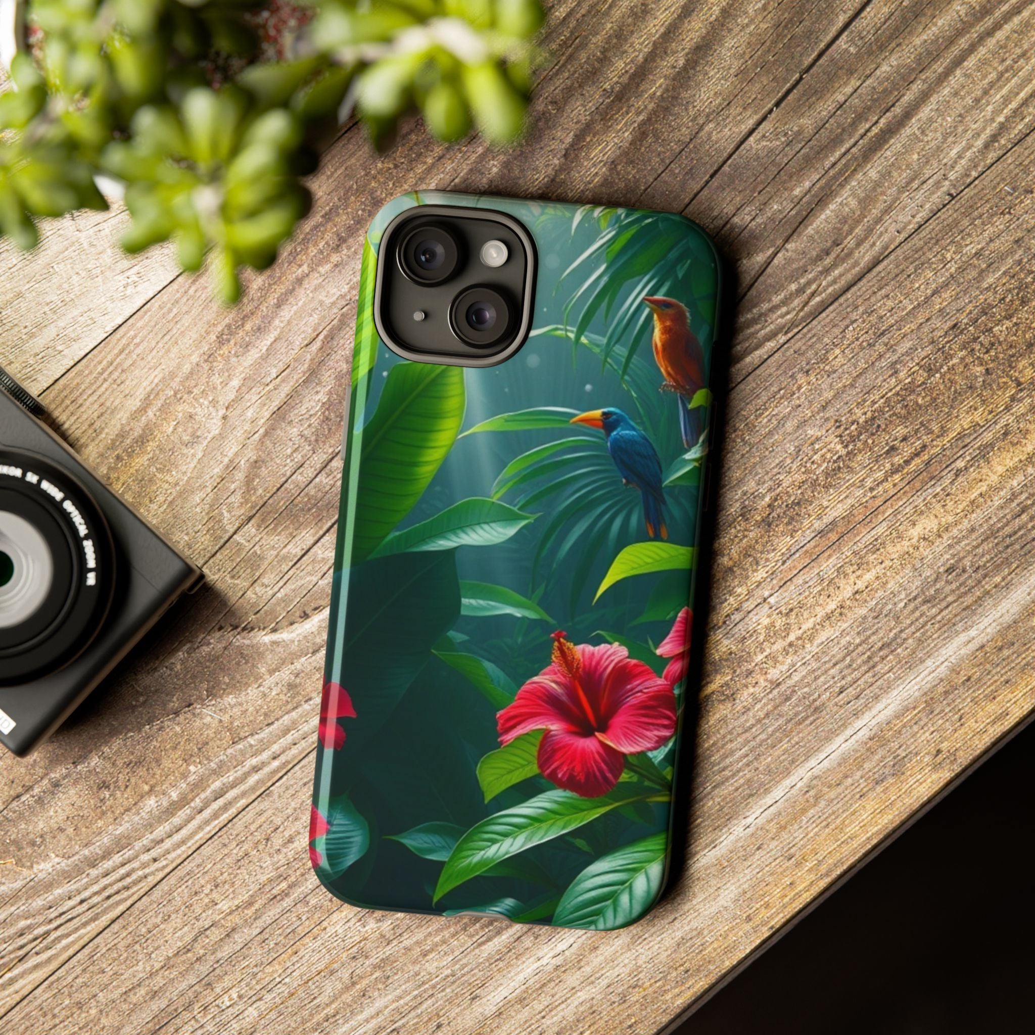 Android OR iPhone Compatible Cases - Tropical Flower & Bird Design - Unique Tough Cases