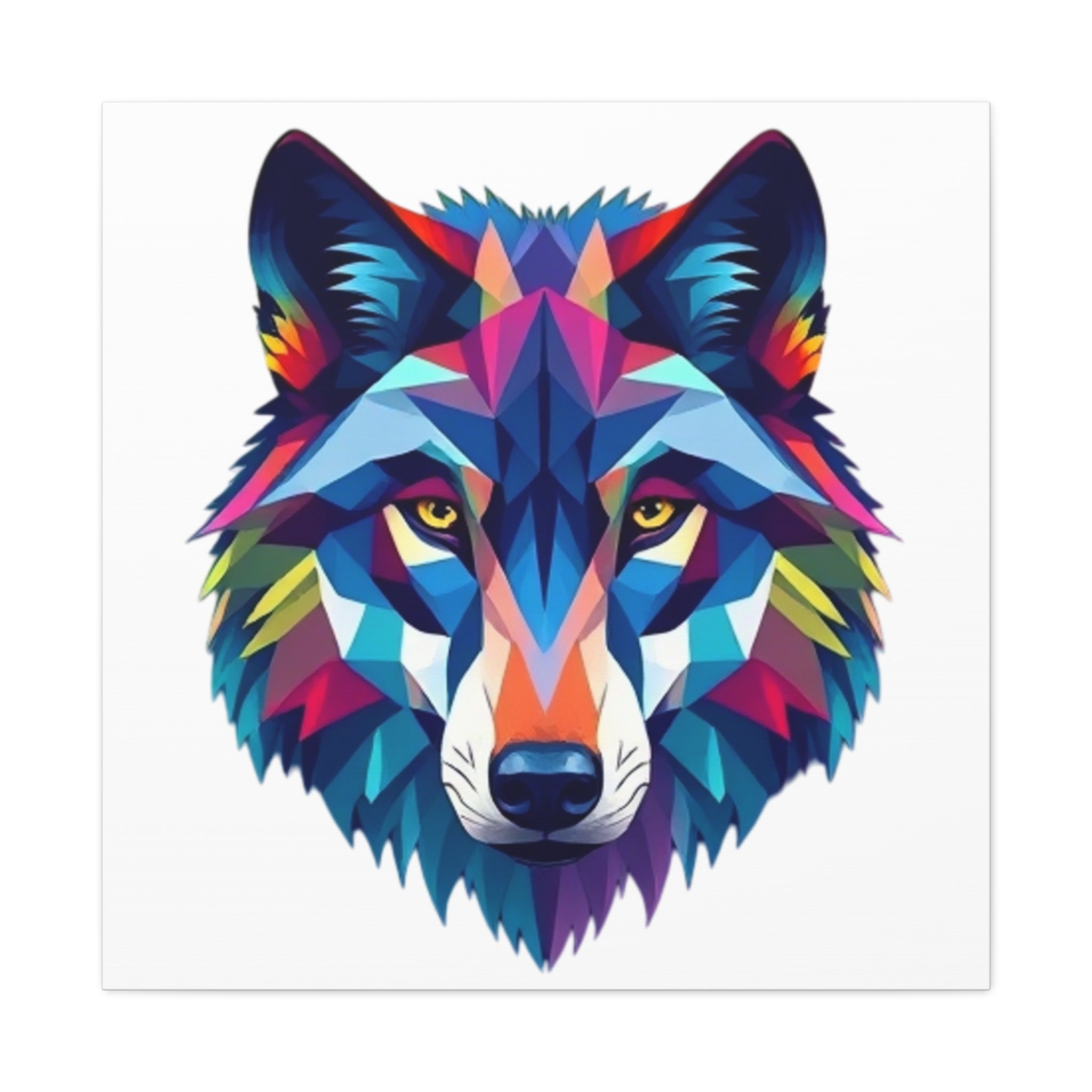 Colorful Wolf Art Canvas - Vibrant Stretched Wall Decor for Nature Lovers