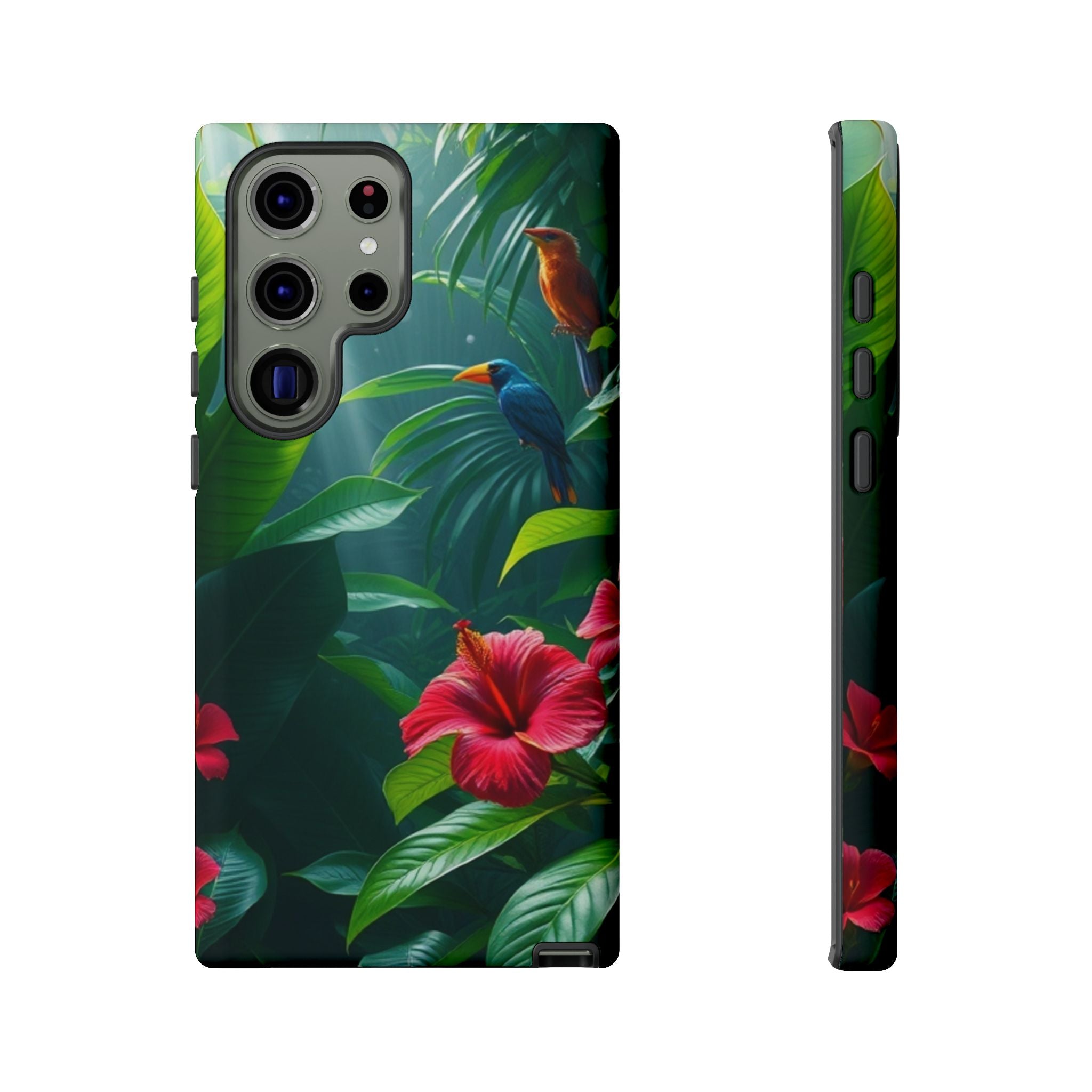 Android OR iPhone Compatible Cases - Tropical Flower & Bird Design - Unique Tough Cases