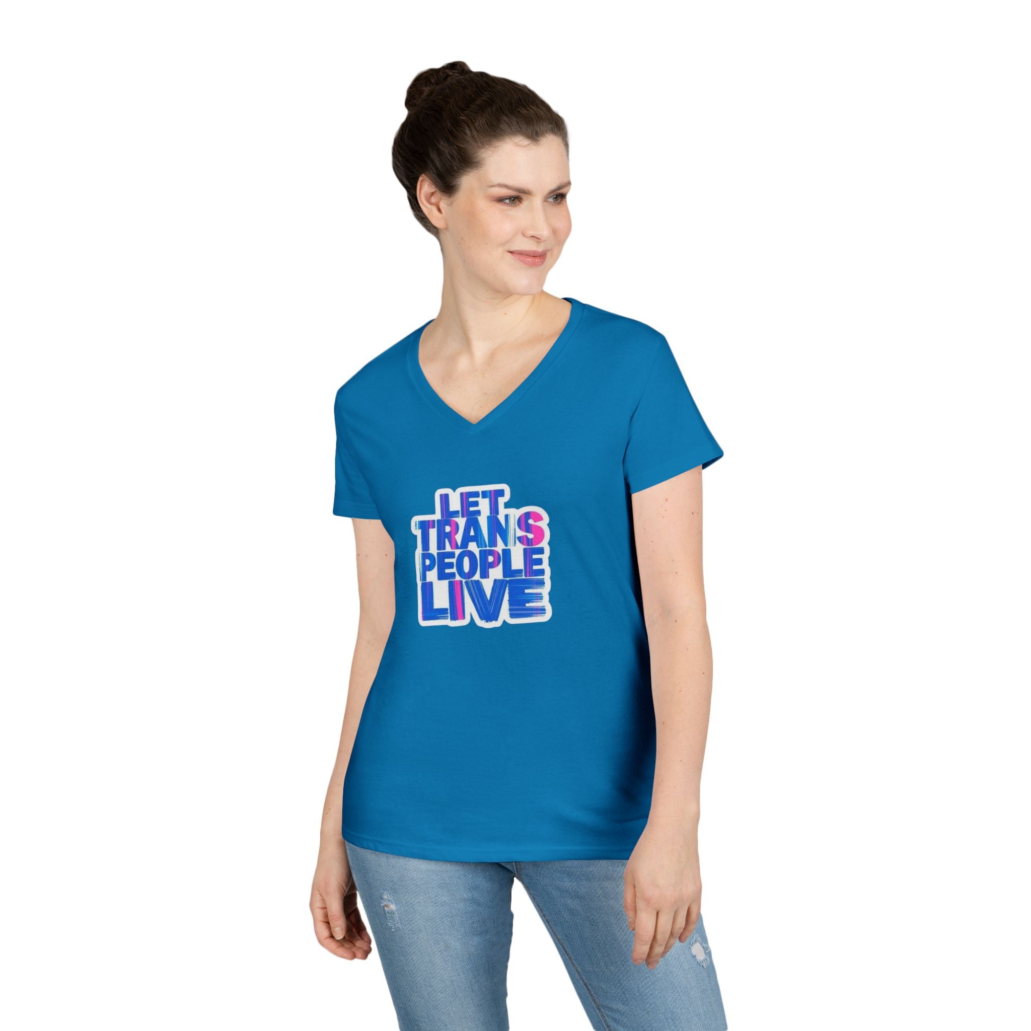 V-Neck T-Shirt Let Trans People Live Protest Design