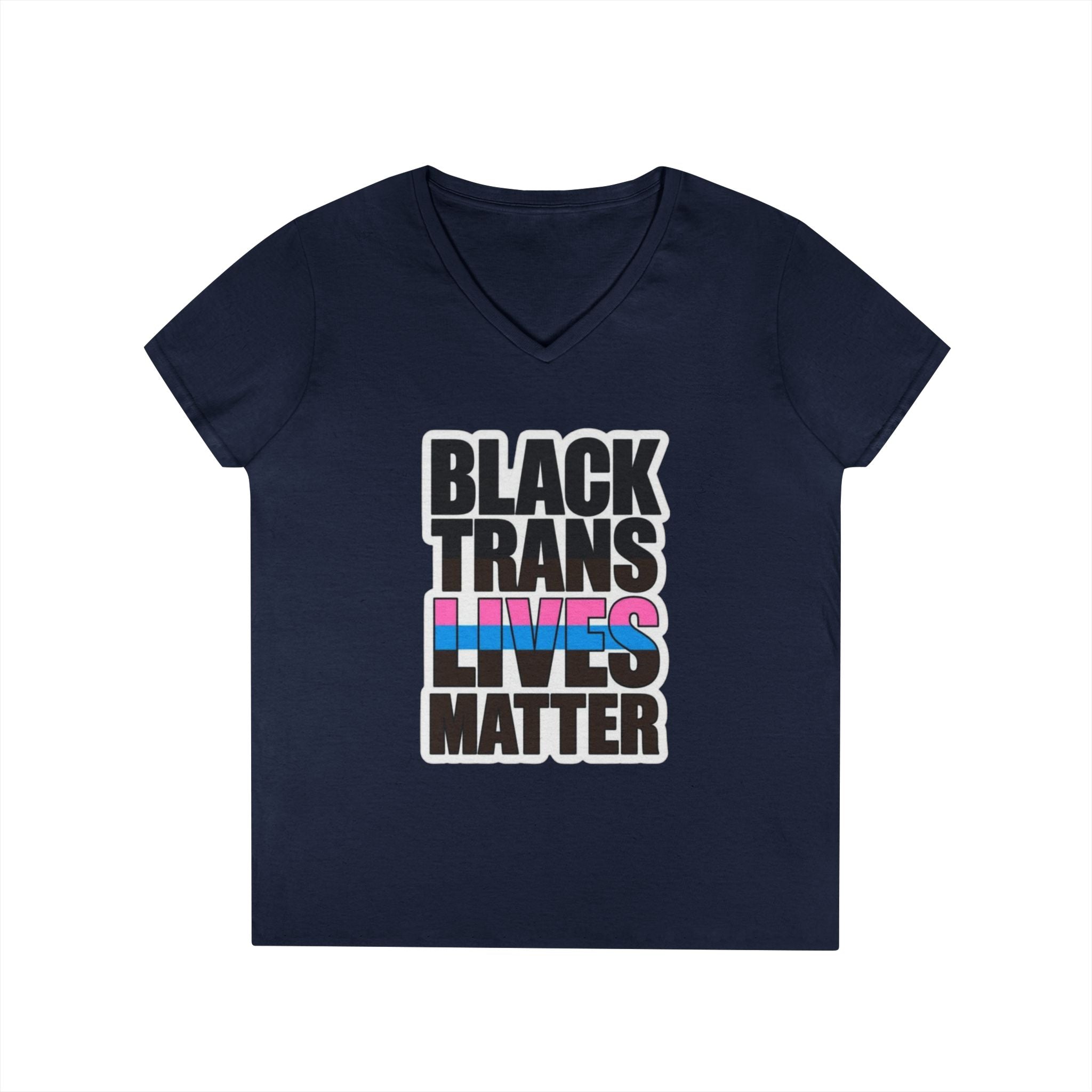 Black Trans Lives Matter V-Neck T-Shirt - Empowering Pride Apparel