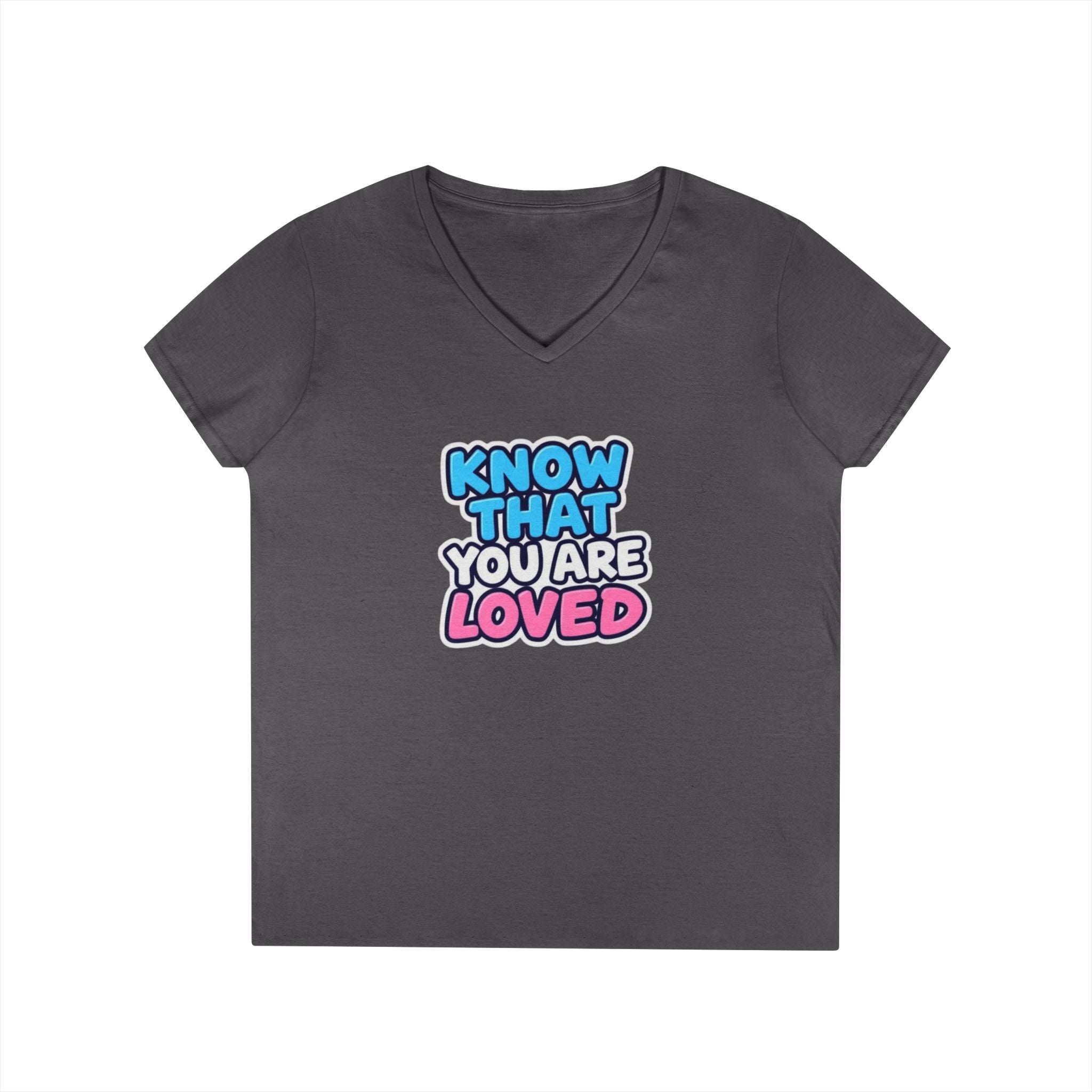 Know That You Are Loved Ladies' V-Neck T-Shirt Trans Colors