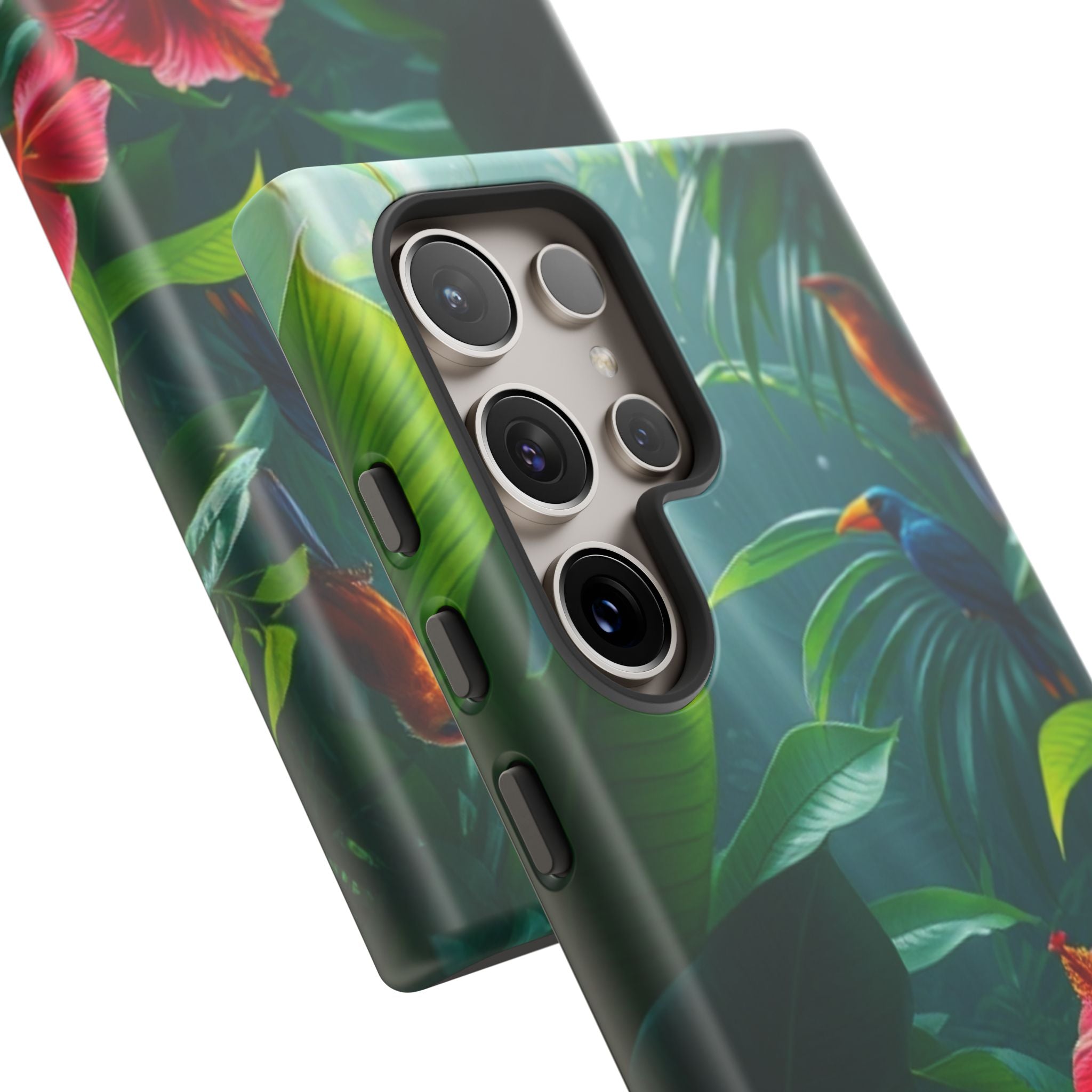 Android OR iPhone Compatible Cases - Tropical Flower & Bird Design - Unique Tough Cases