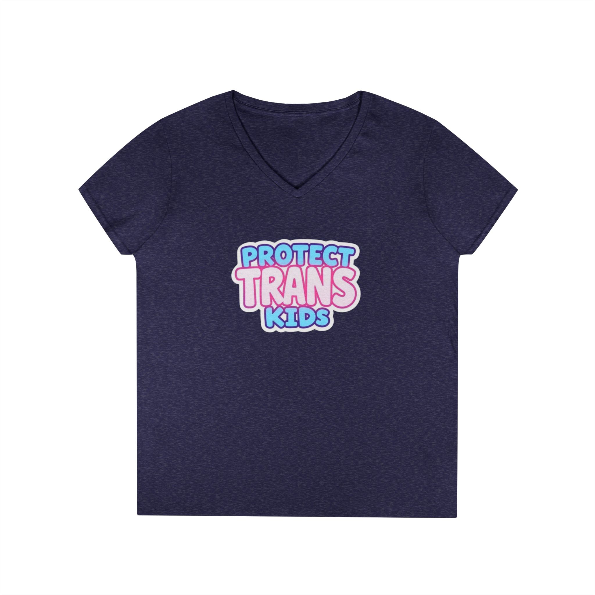 Protect Trans Kids Ladies' V-Neck T-Shirt - Supportive & Stylish Pride Apparel