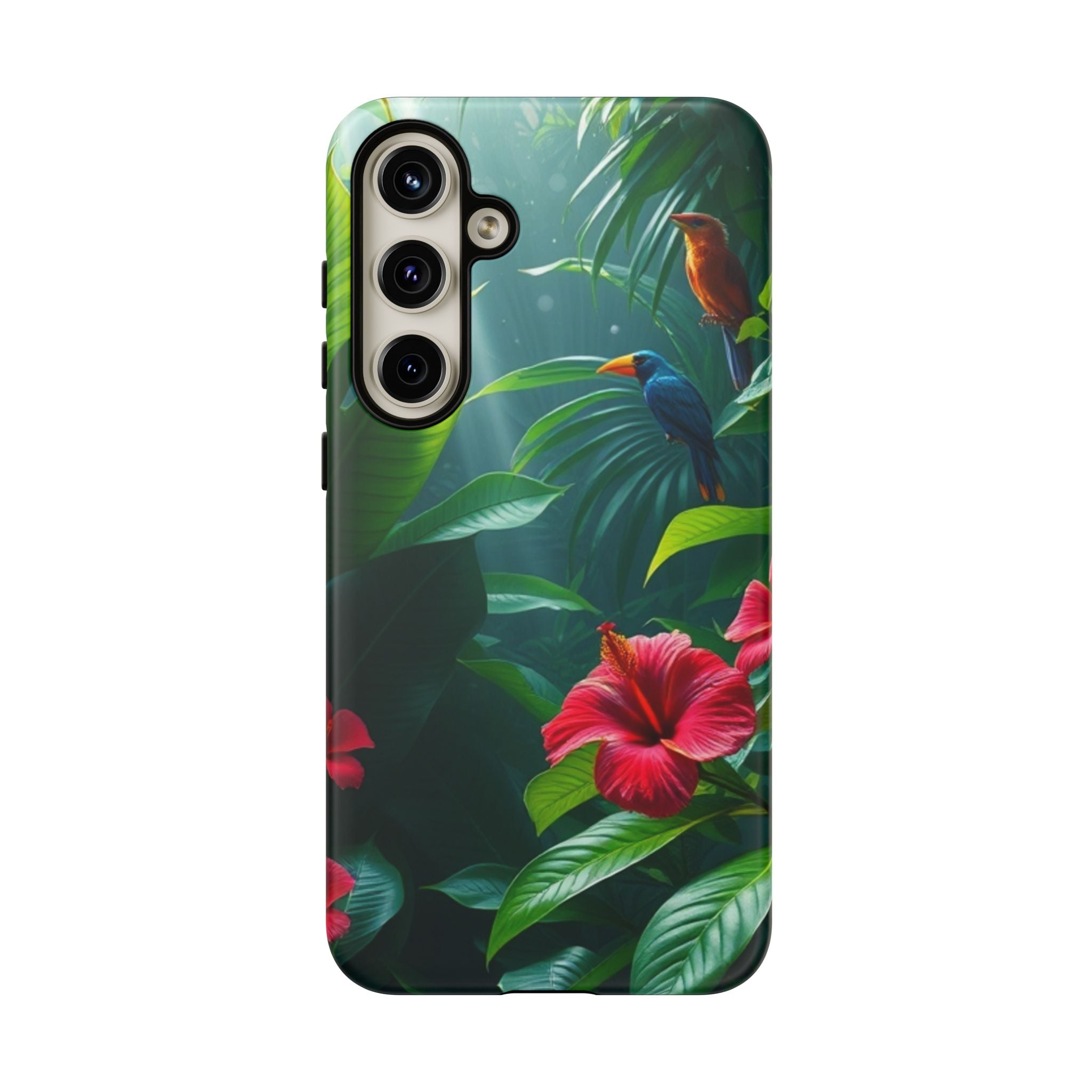Android OR iPhone Compatible Cases - Tropical Flower & Bird Design - Unique Tough Cases