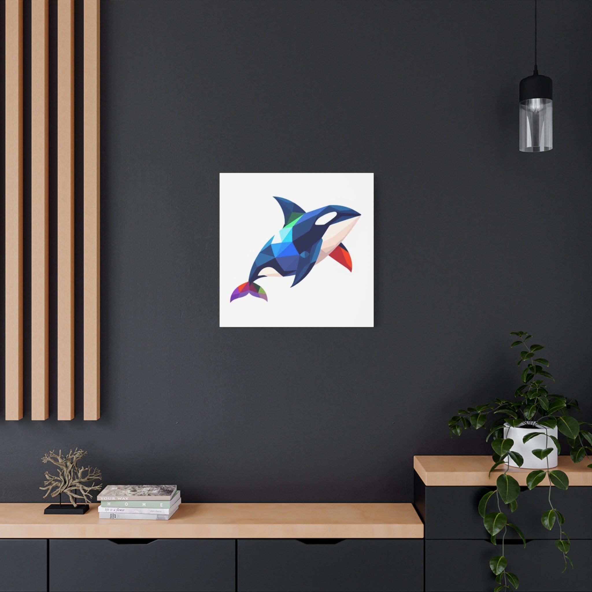 Colorful Orca Whale Canvas Art - Stretched Matte Wall Decor