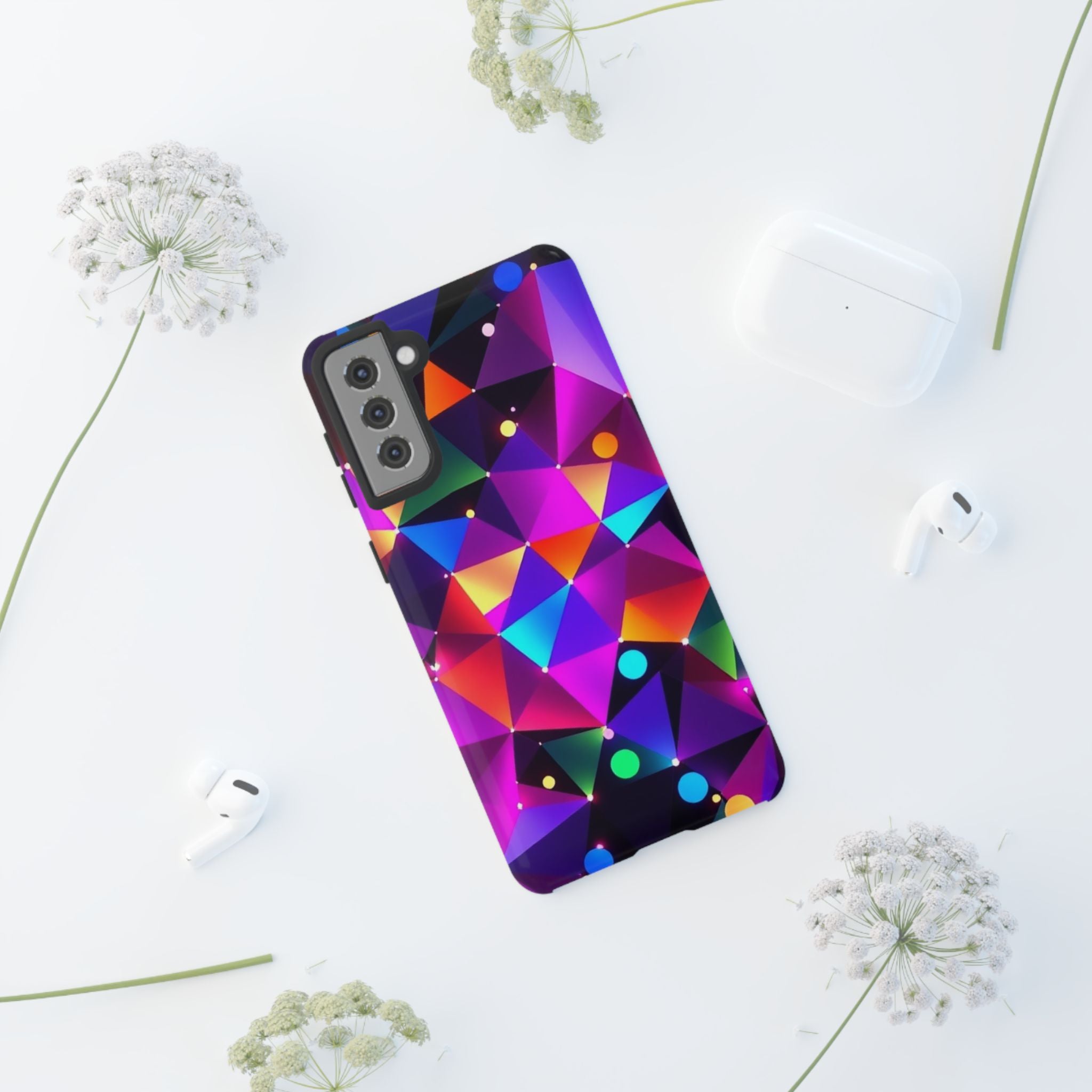 Android OR iPhone Compatible Cases - Colorful Angles Design - Unique Tough Cases