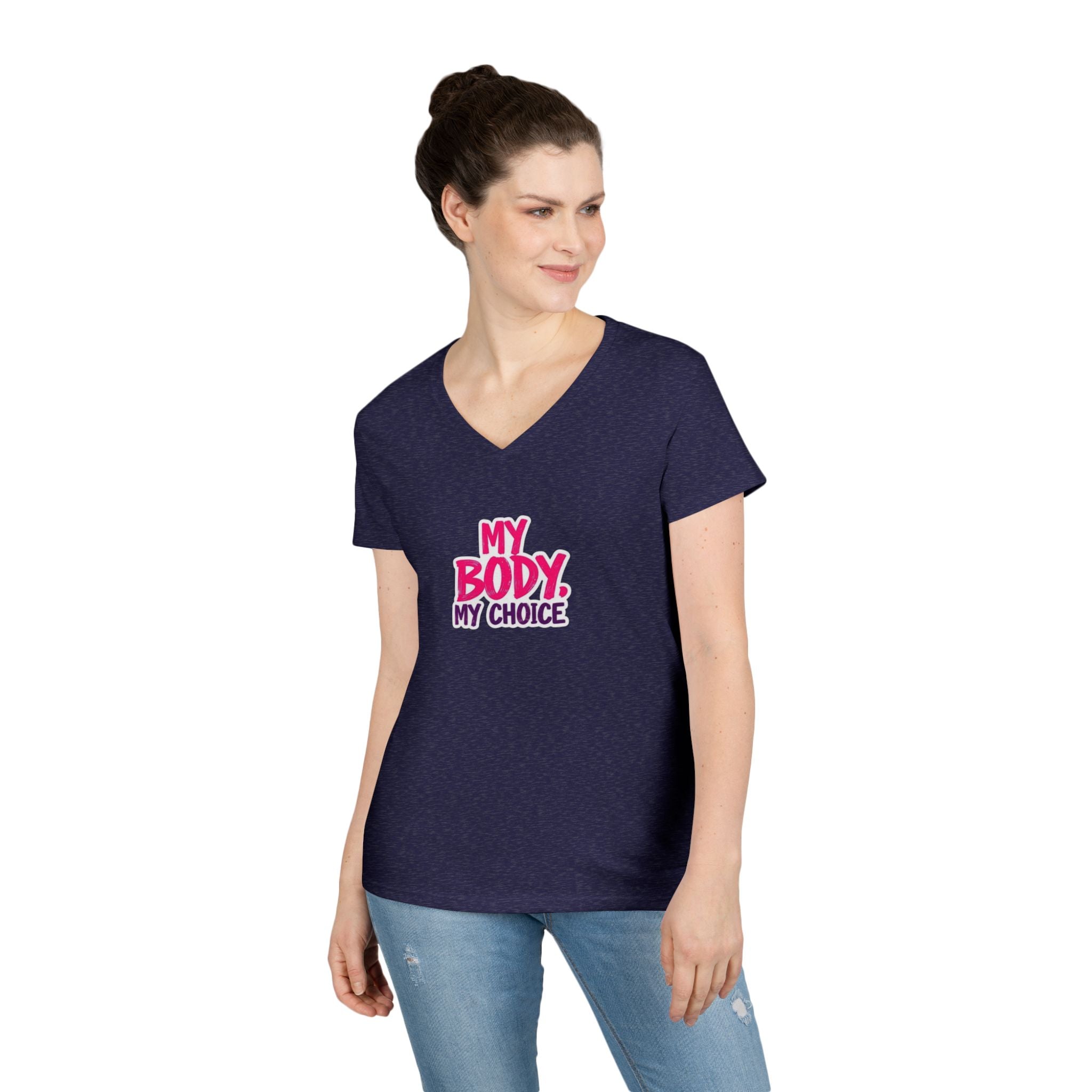 Empowerment V-Neck T-Shirt - "My Body, My Choice"
