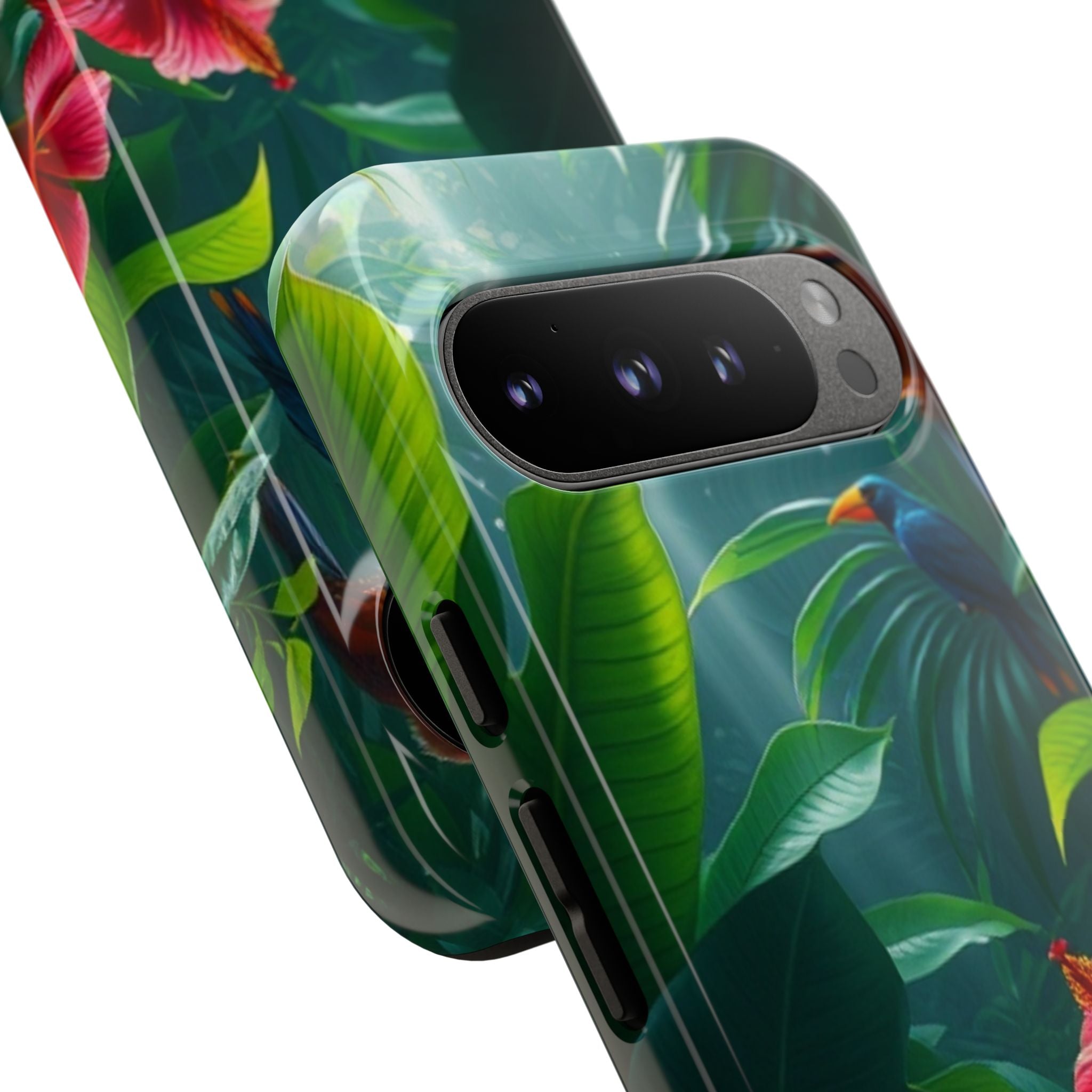 Android OR iPhone Compatible Cases - Tropical Flower & Bird Design - Unique Tough Cases