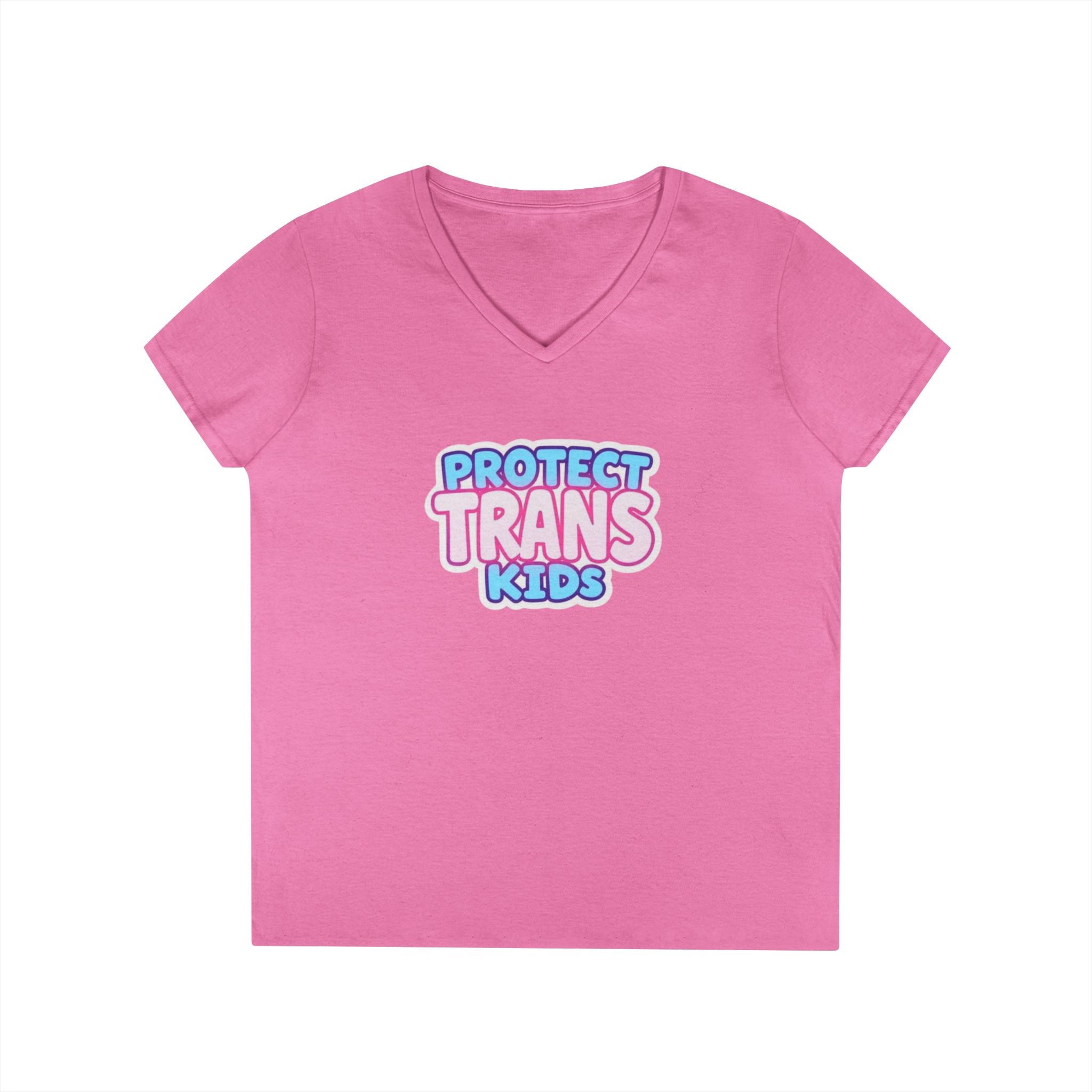 Protect Trans Kids Ladies' V-Neck T-Shirt - Supportive & Stylish Pride Apparel
