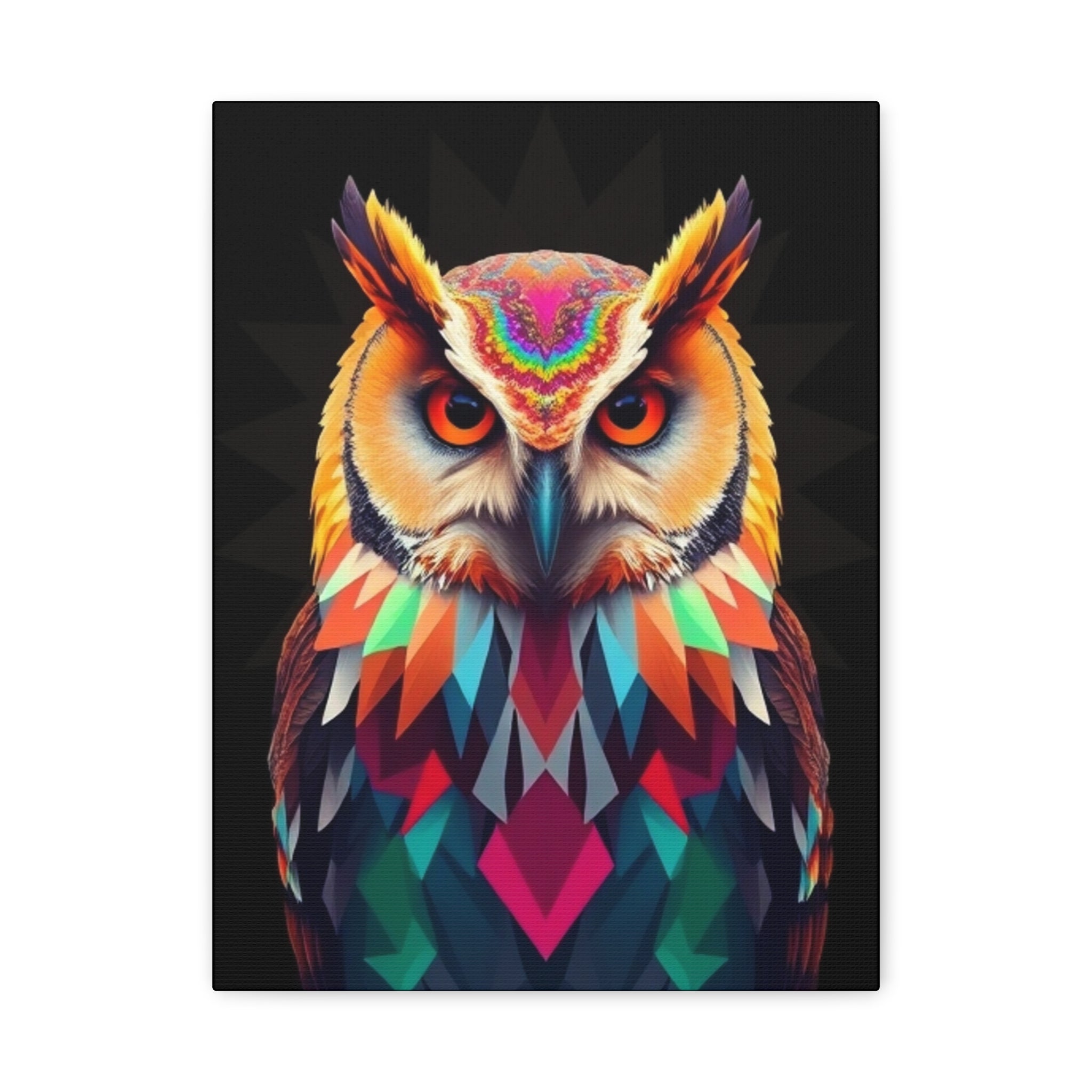 Colorful Owl Canvas Wall Art - 1.25" Stretched Matte