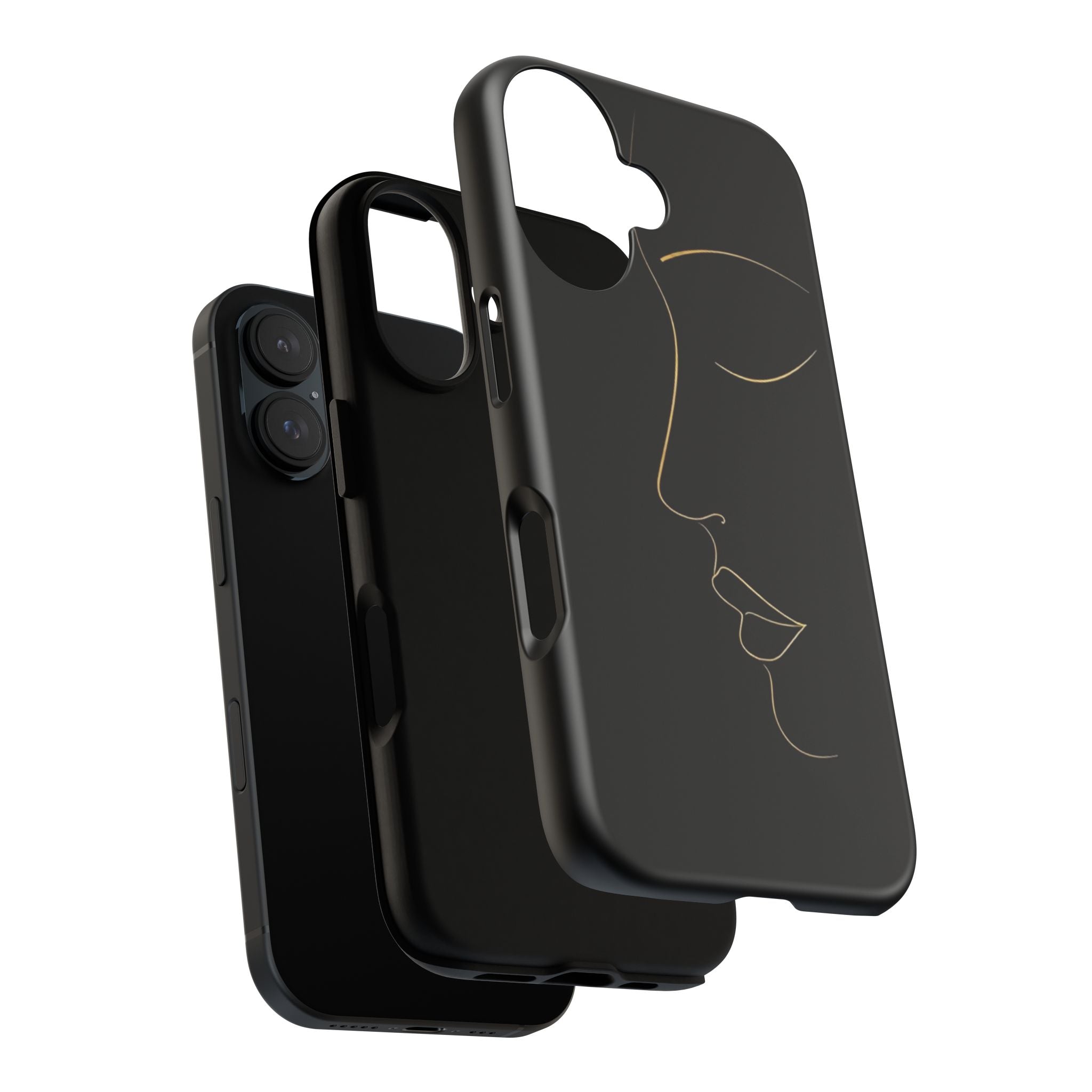 Android OR iPhone Compatible Cases - Gold Line Face Design - Unique Tough Cases
