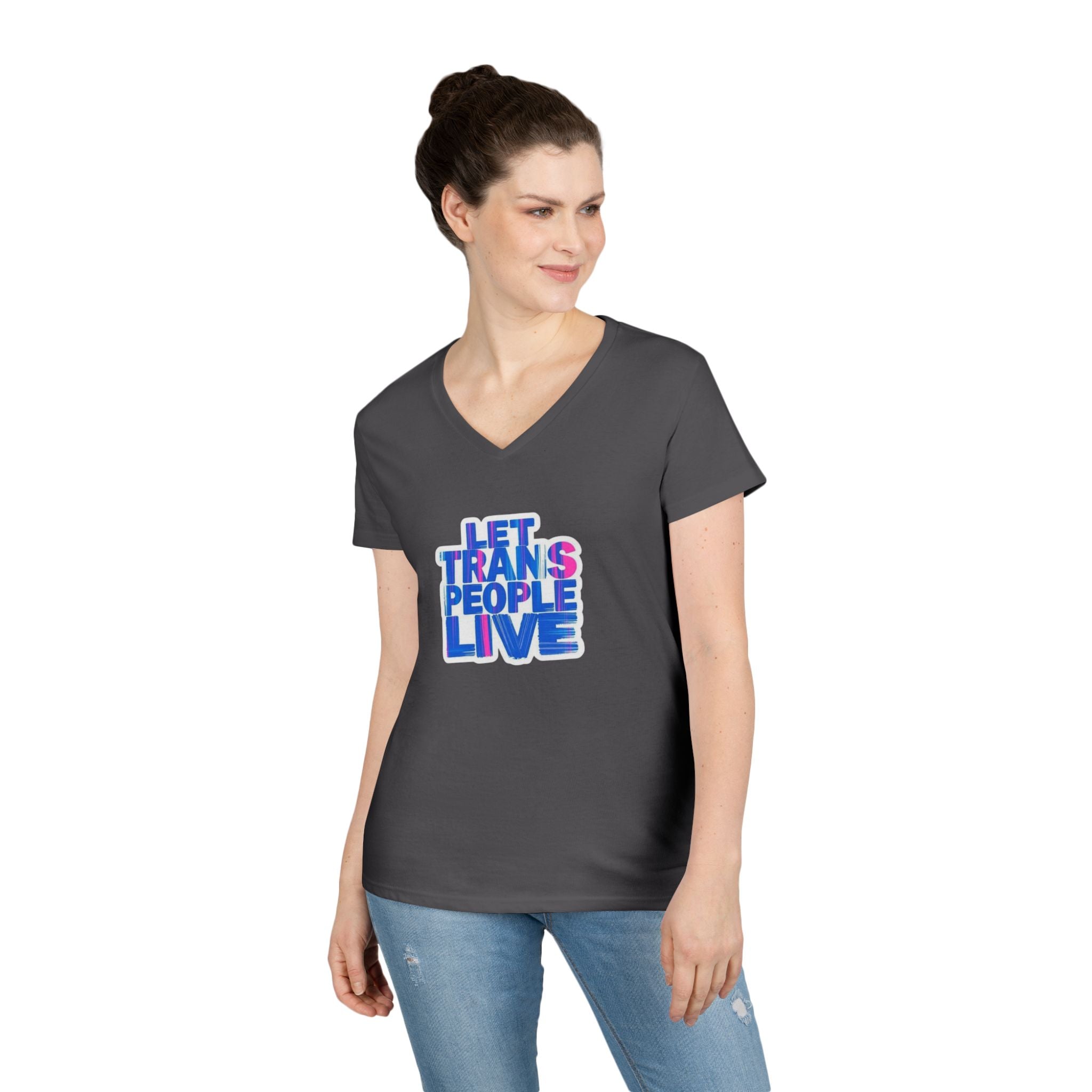 V-Neck T-Shirt Let Trans People Live Protest Design