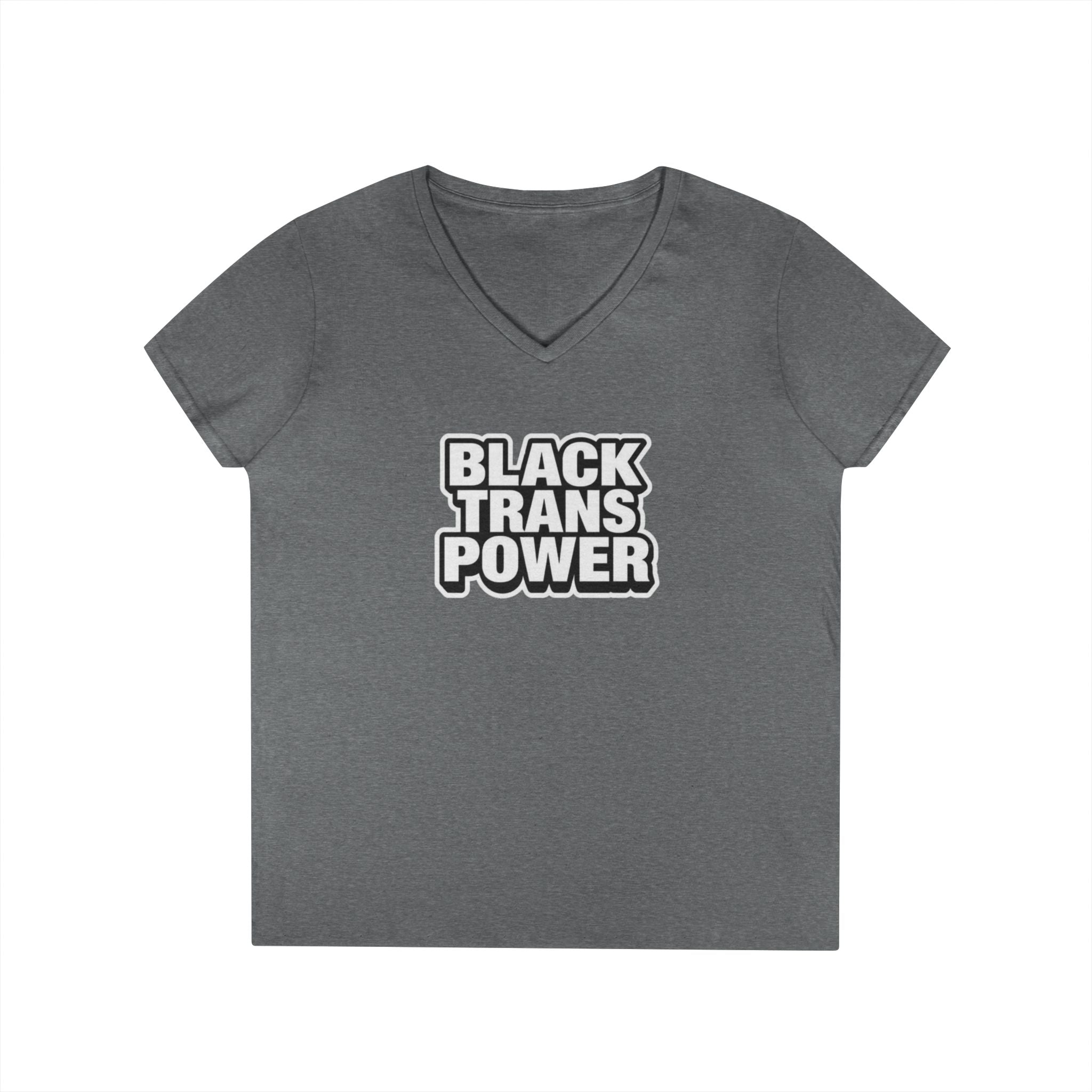 Empowering Ladies' V-Neck T-Shirt - Black Trans Power Design