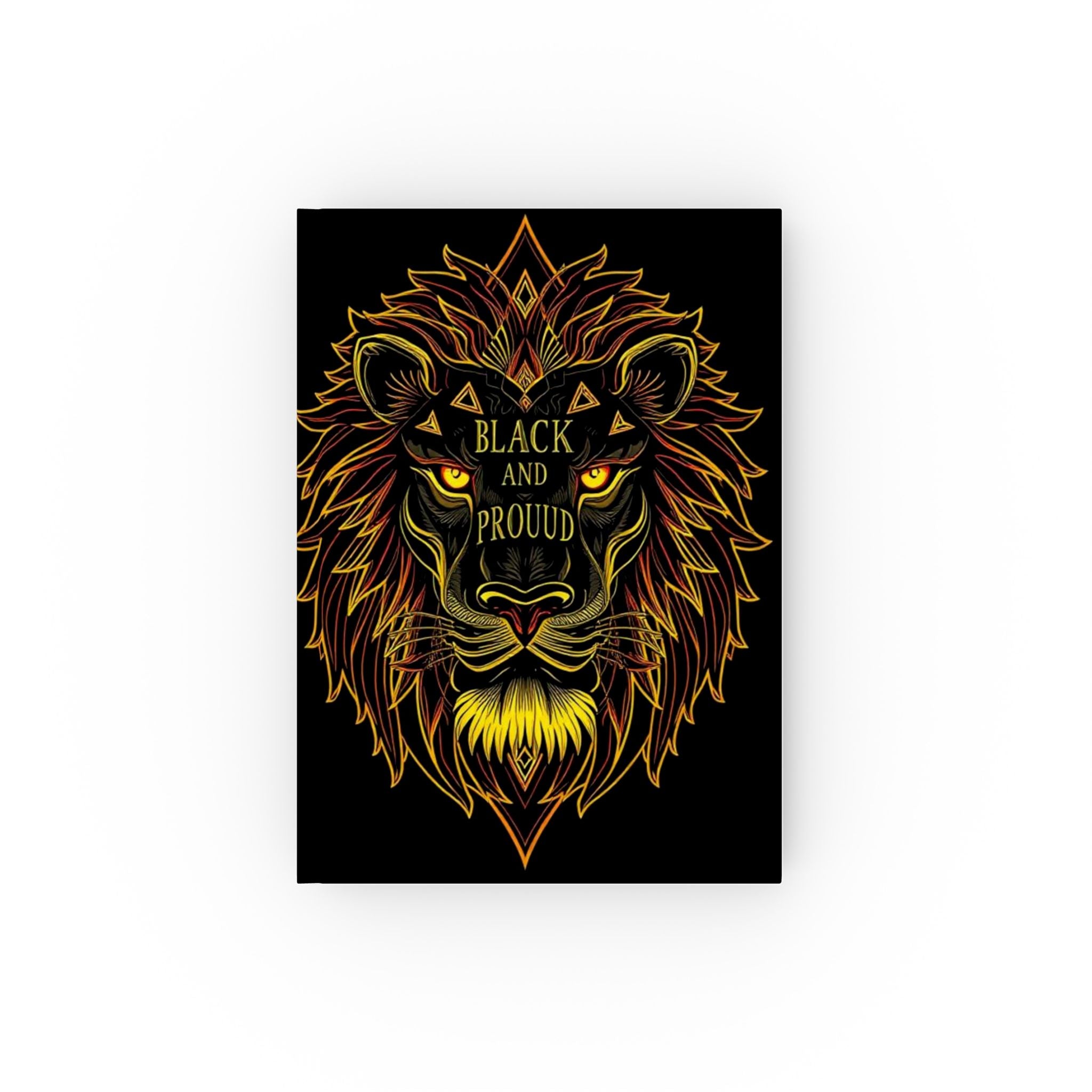 Black & Proud Lion Design Hard Backed Journal - Perfect for Gifts, Journaling, and Celebrations