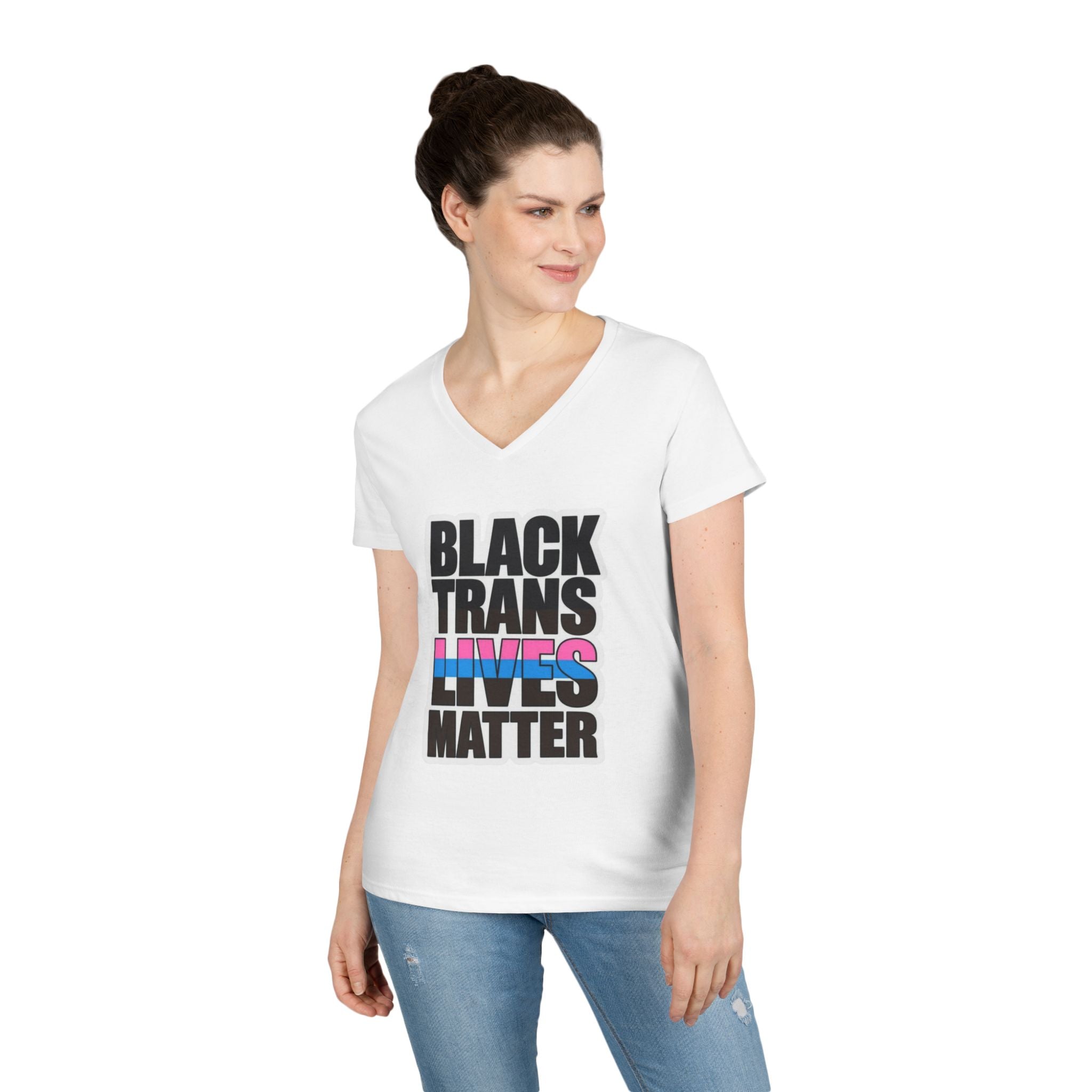 Black Trans Lives Matter V-Neck T-Shirt - Empowering Pride Apparel
