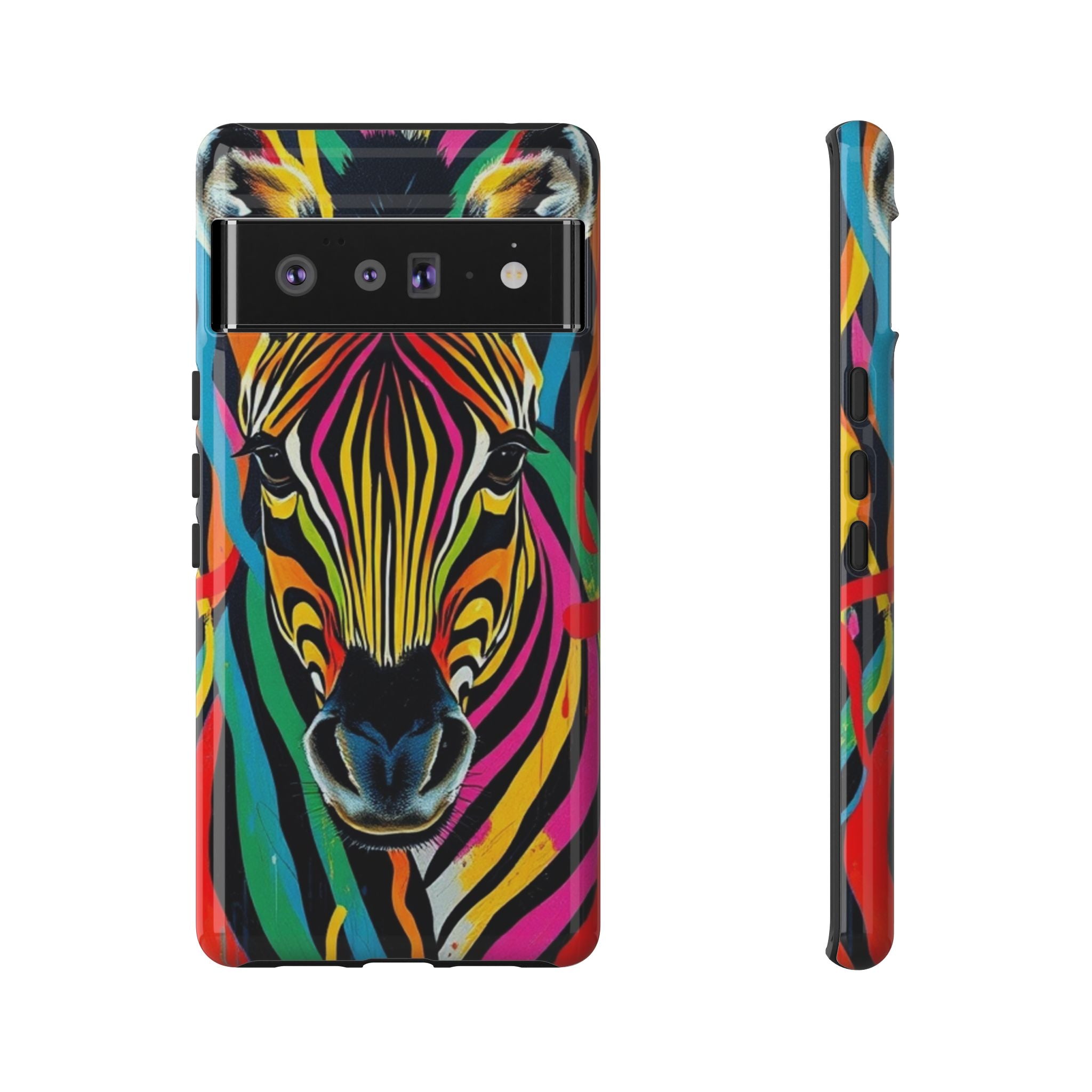 Android OR iPhone Compatible Cases - Rainbow Zebra Design - Unique Tough Cases