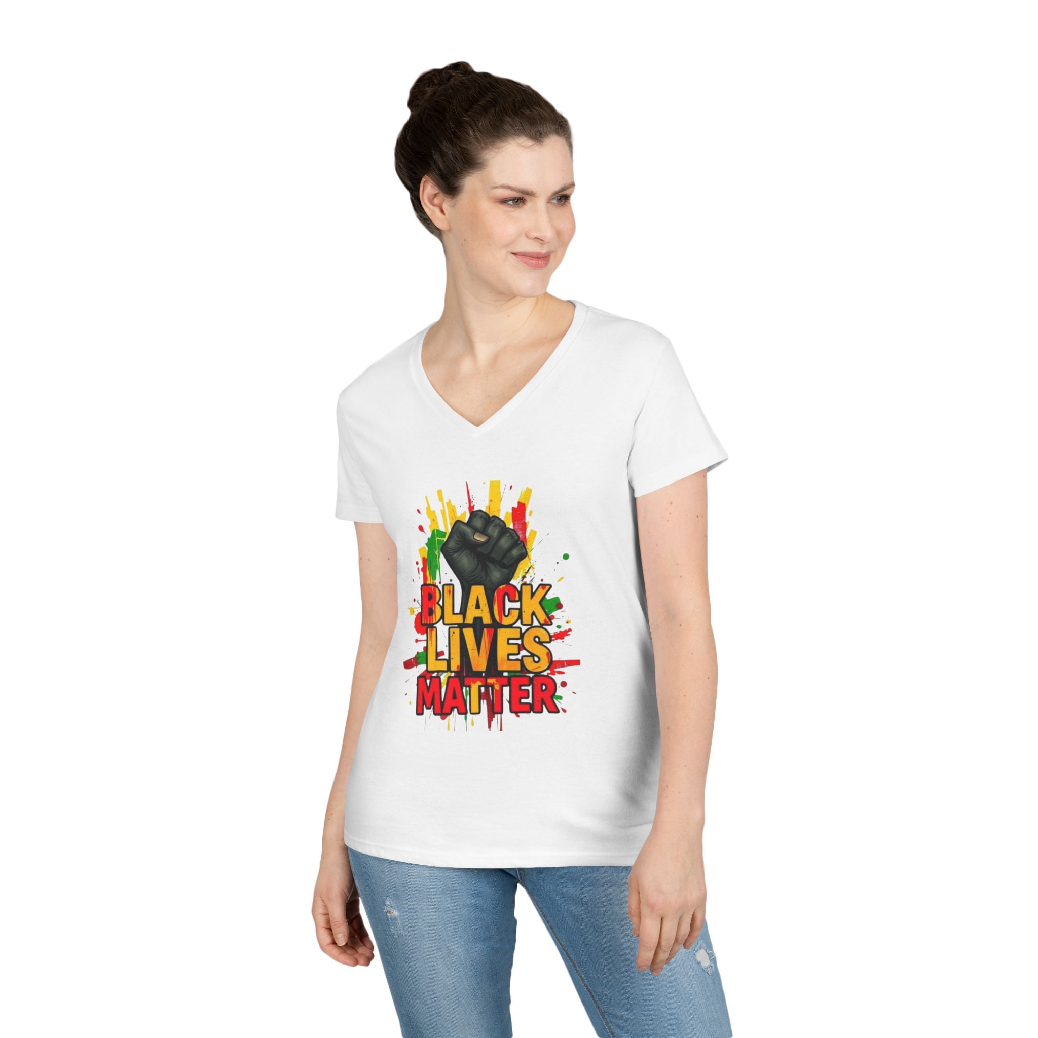 Empowering Ladies' V-Neck T-Shirt | Black Lives Matter Design