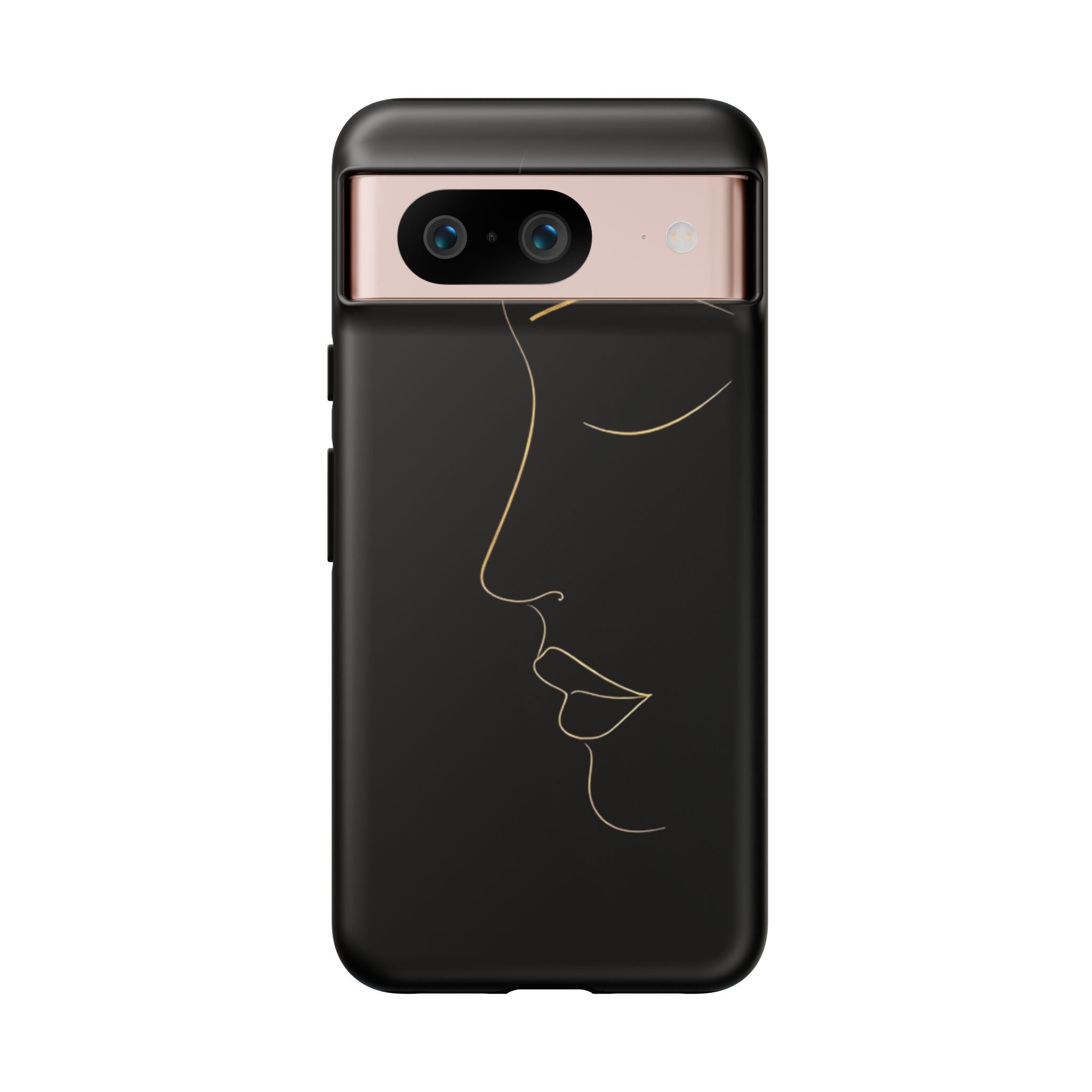 Android OR iPhone Compatible Cases - Gold Line Face Design - Unique Tough Cases