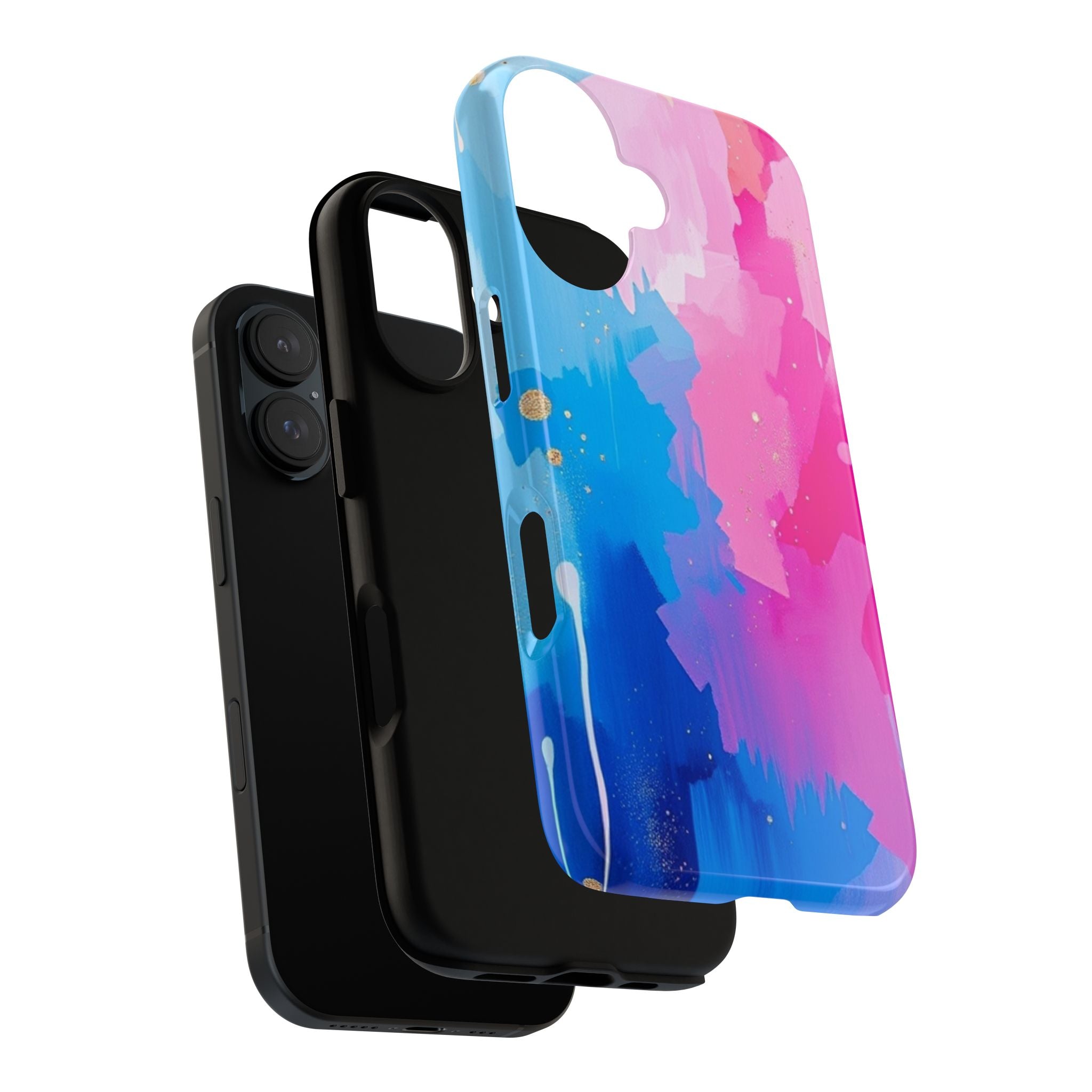 Android OR iPhone Compatible Cases - Pink and Blue Color Splash Design