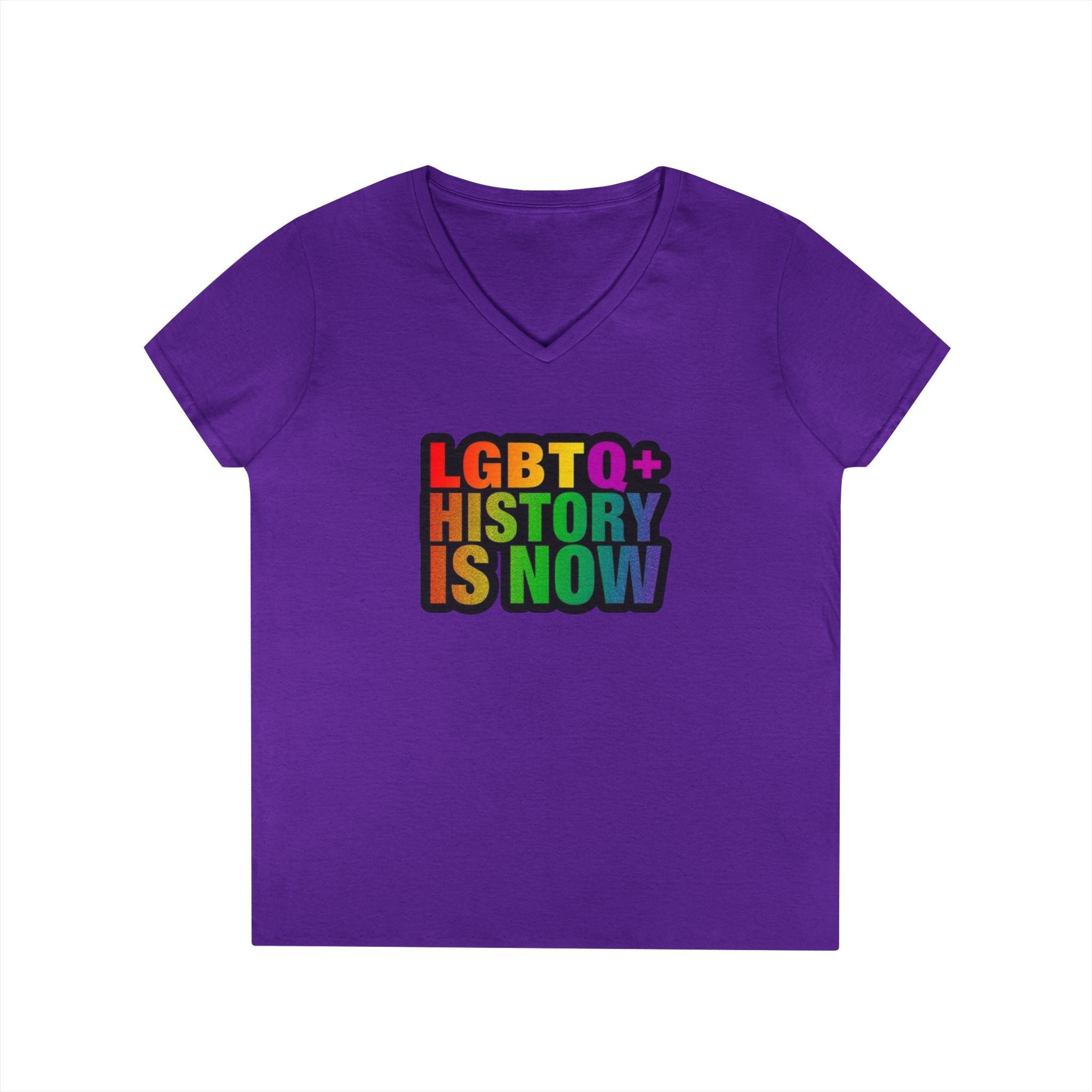LGBTQ+ History V-Neck T-Shirt for Pride and Awareness
