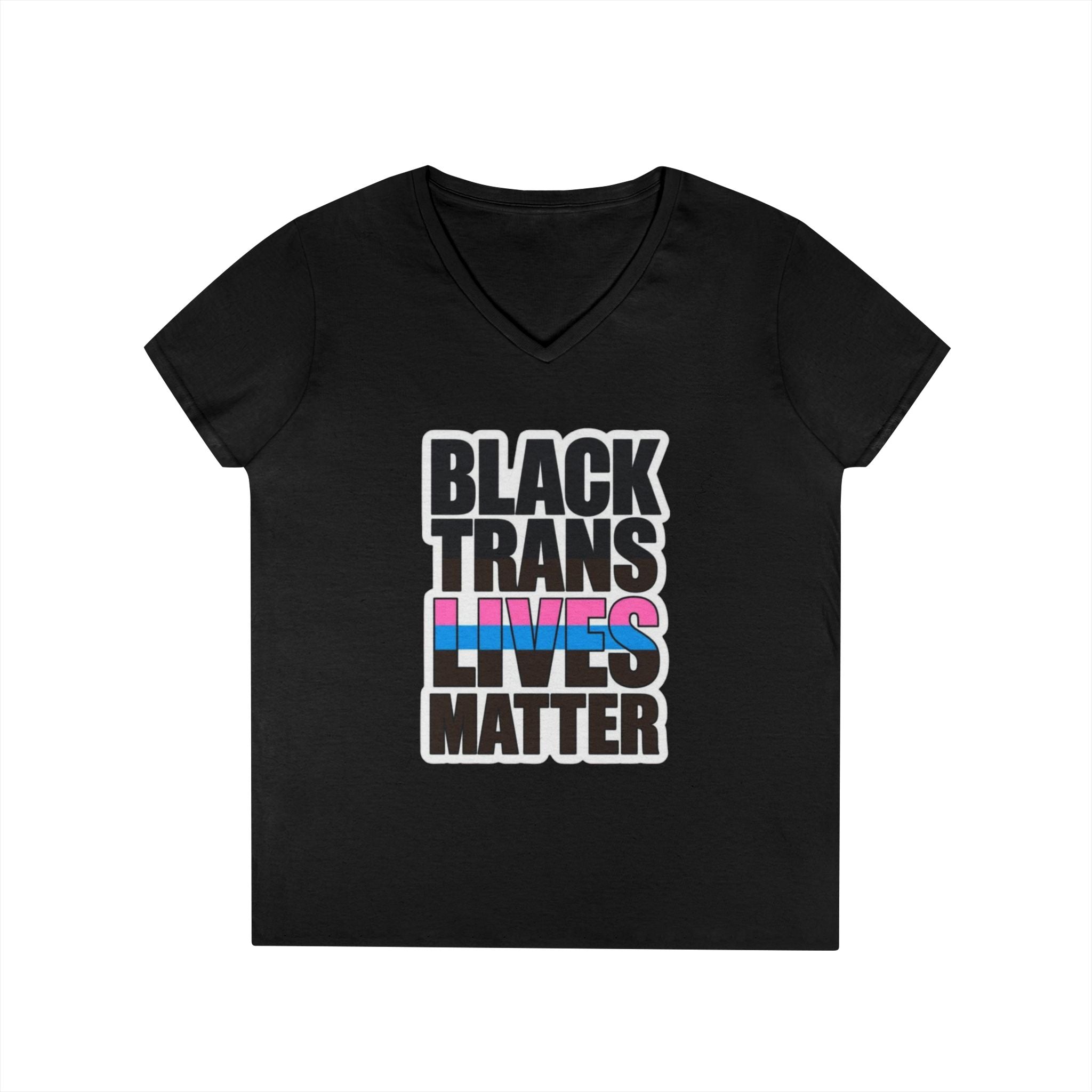 Black Trans Lives Matter V-Neck T-Shirt - Empowering Pride Apparel