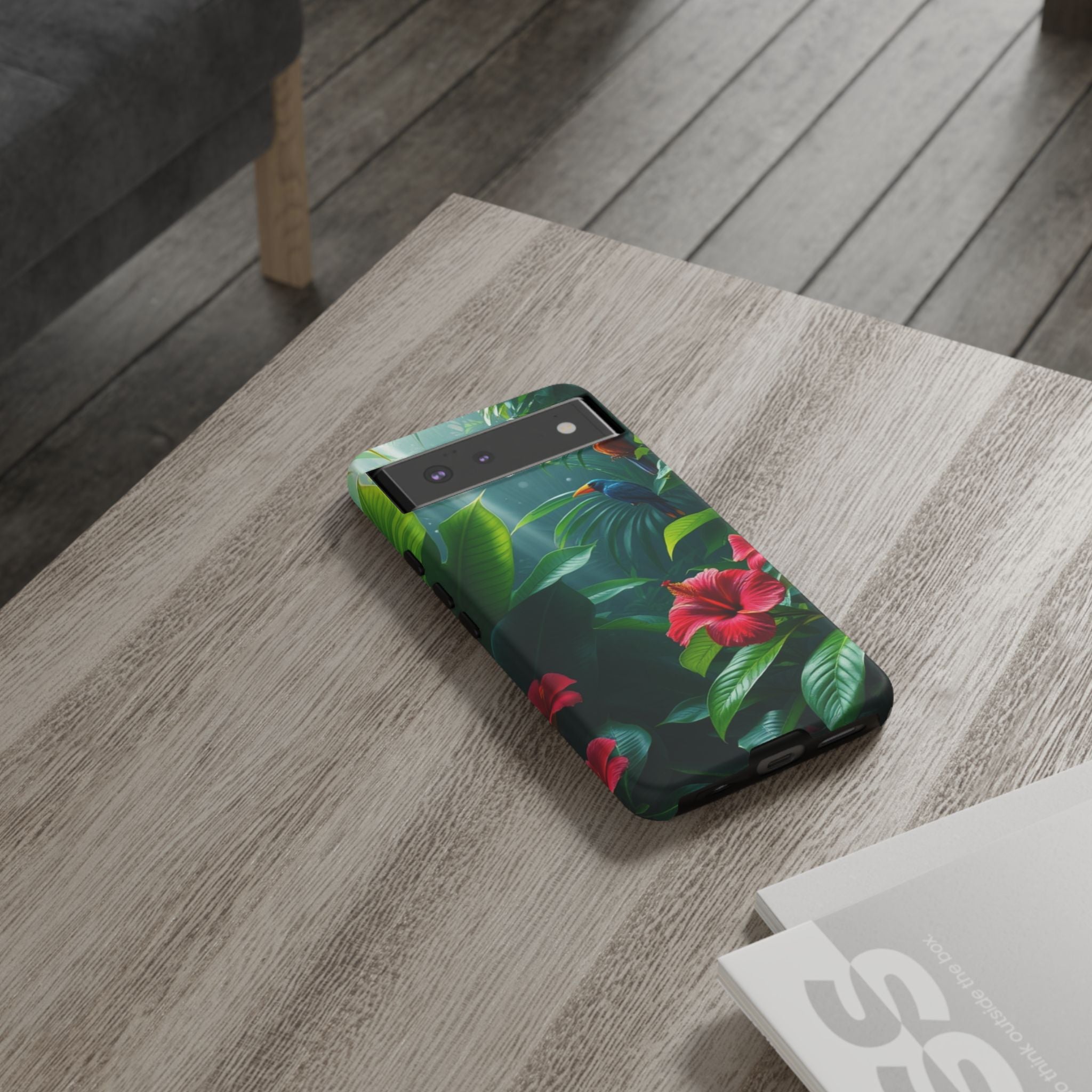 Android OR iPhone Compatible Cases - Tropical Flower & Bird Design - Unique Tough Cases