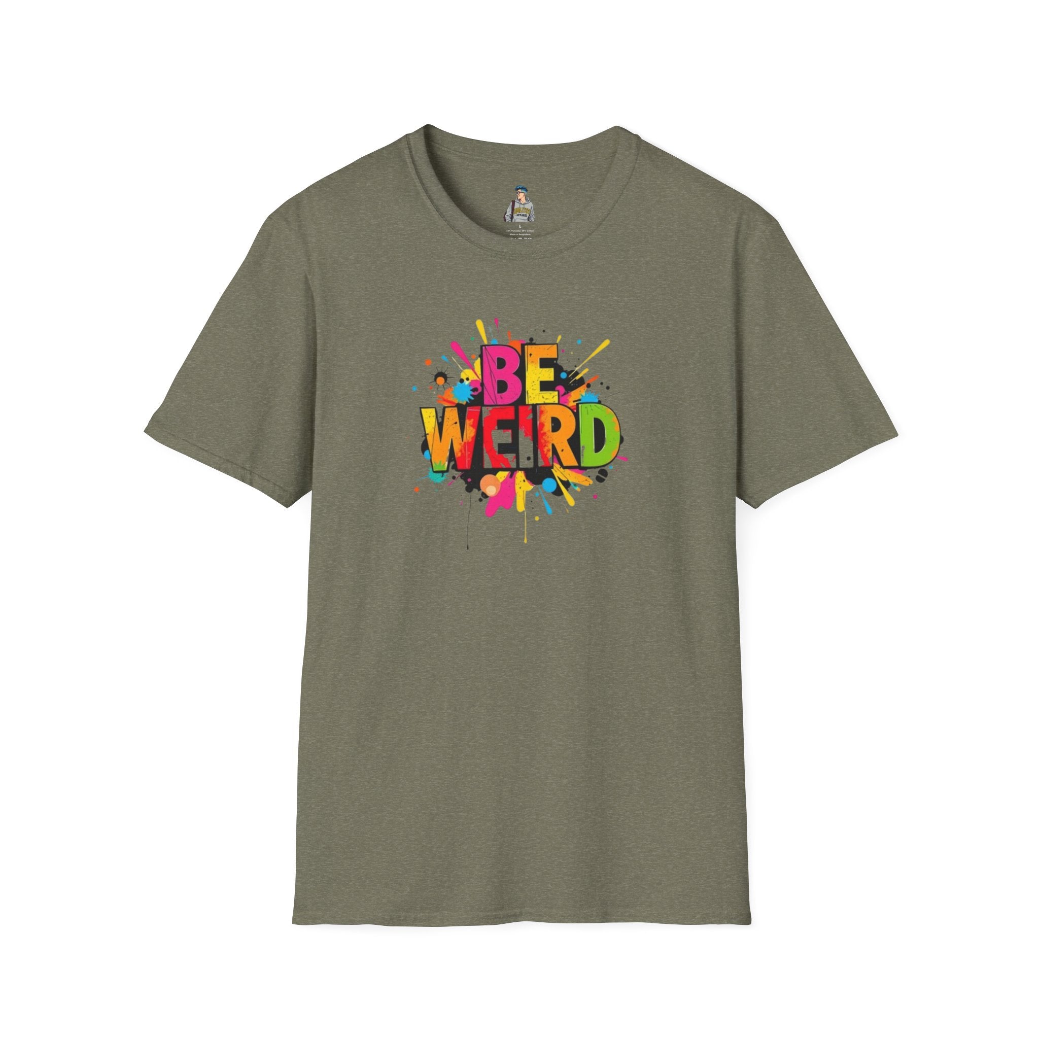 Be Weird Unisex Softstyle T-Shirt - Fun and Colorful Graphic Tee for Self-Expression