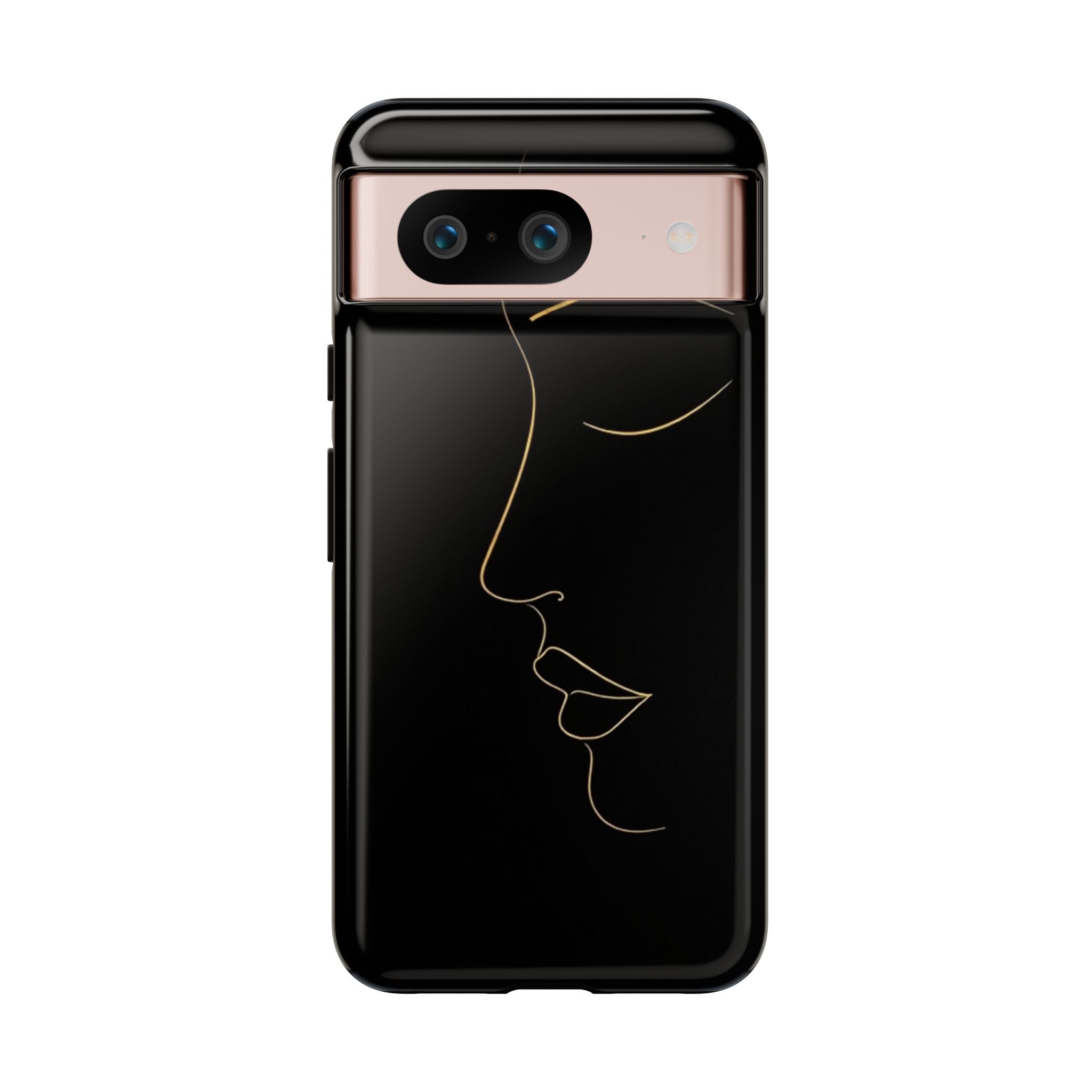 Android OR iPhone Compatible Cases - Gold Line Face Design - Unique Tough Cases
