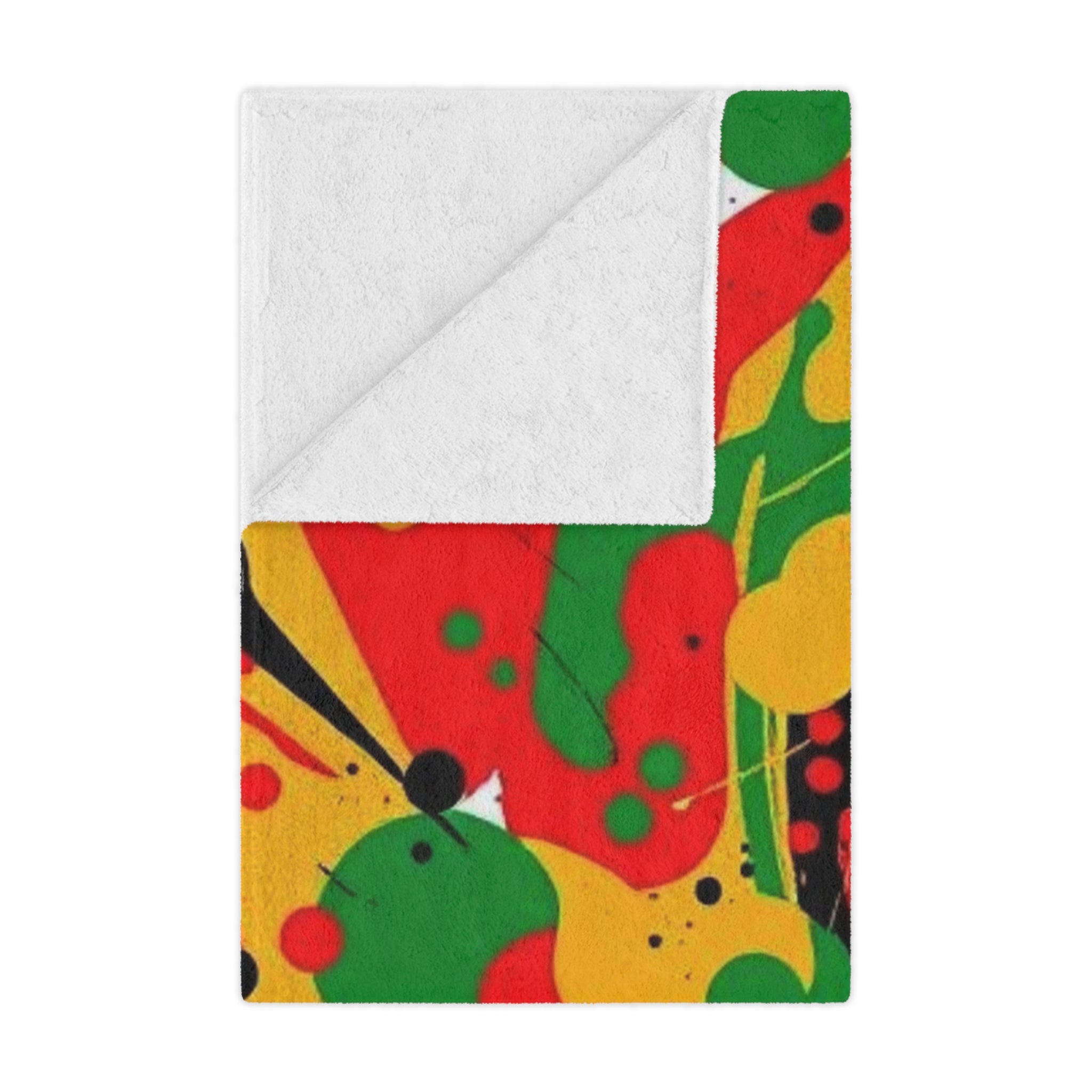 Abstract Yellow, Red, Black Microfiber Blanket