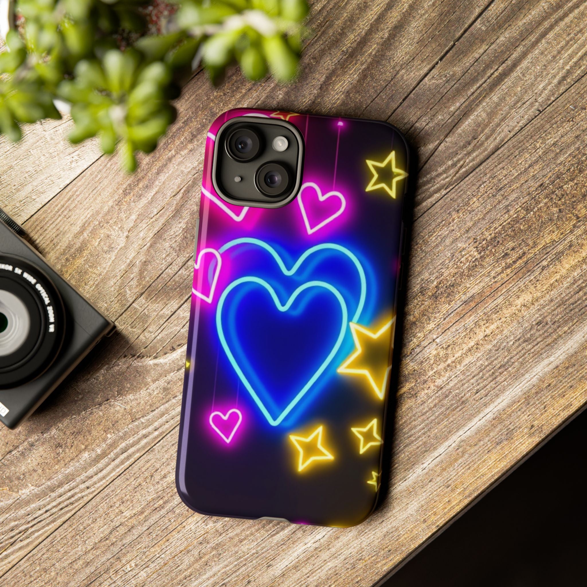 Android OR iPhone Compatible Cases - Neon Love Design - Unique Tough Cases