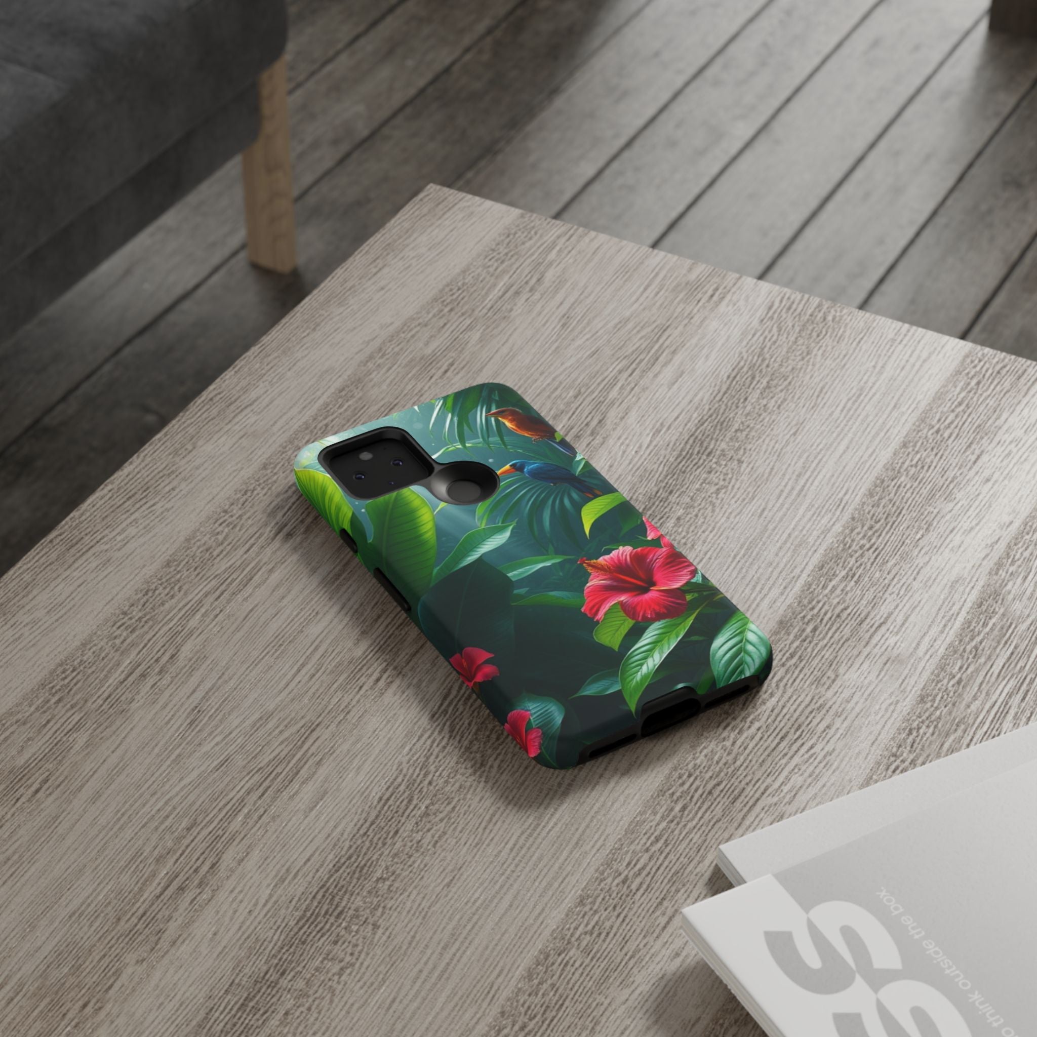 Android OR iPhone Compatible Cases - Tropical Flower & Bird Design - Unique Tough Cases