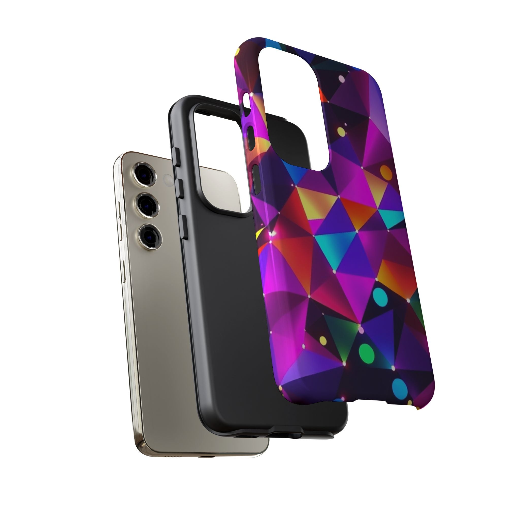 Android OR iPhone Compatible Cases - Colorful Angles Design - Unique Tough Cases