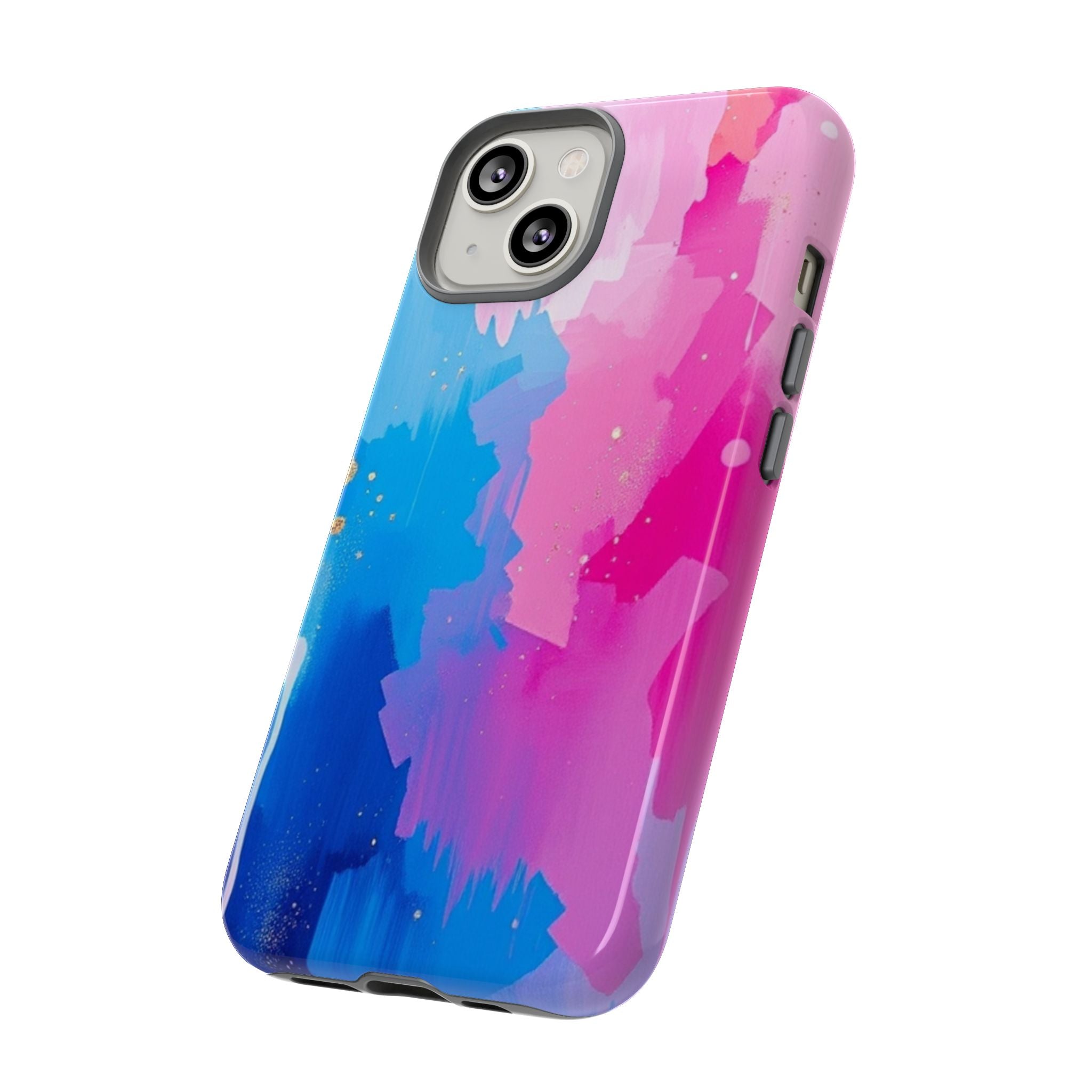 Android OR iPhone Compatible Cases - Pink and Blue Color Splash Design