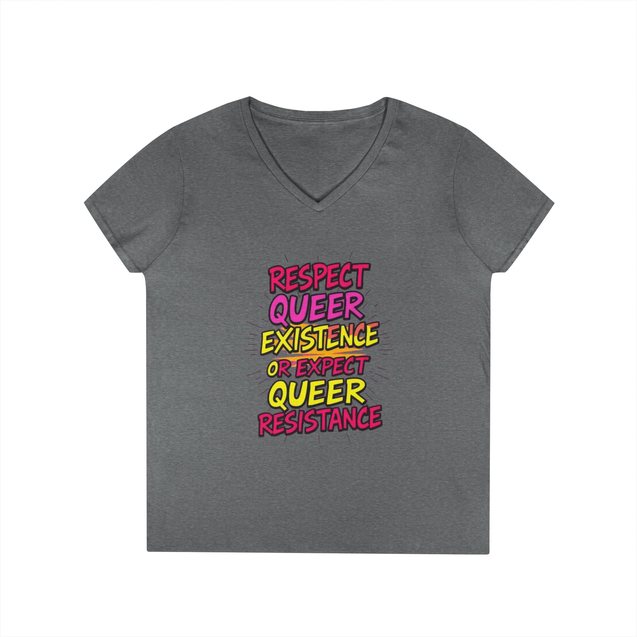 Respect Queer Existence V-Neck T-Shirt for Pride and Equality